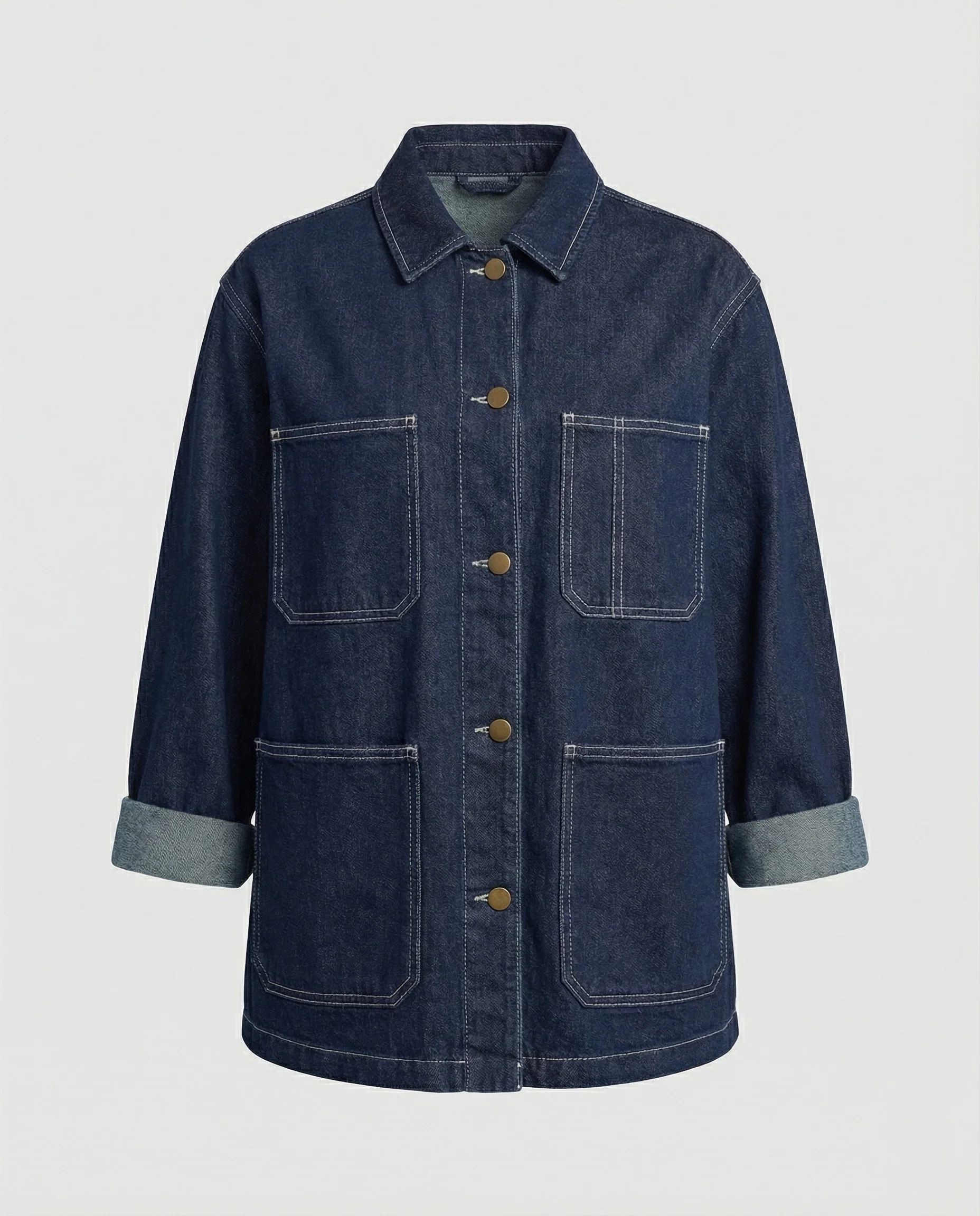 Weit geschnittene Jeansjacke im Mantelstil mit aufgesetzten Taschen Heidi-Mode - Image 4