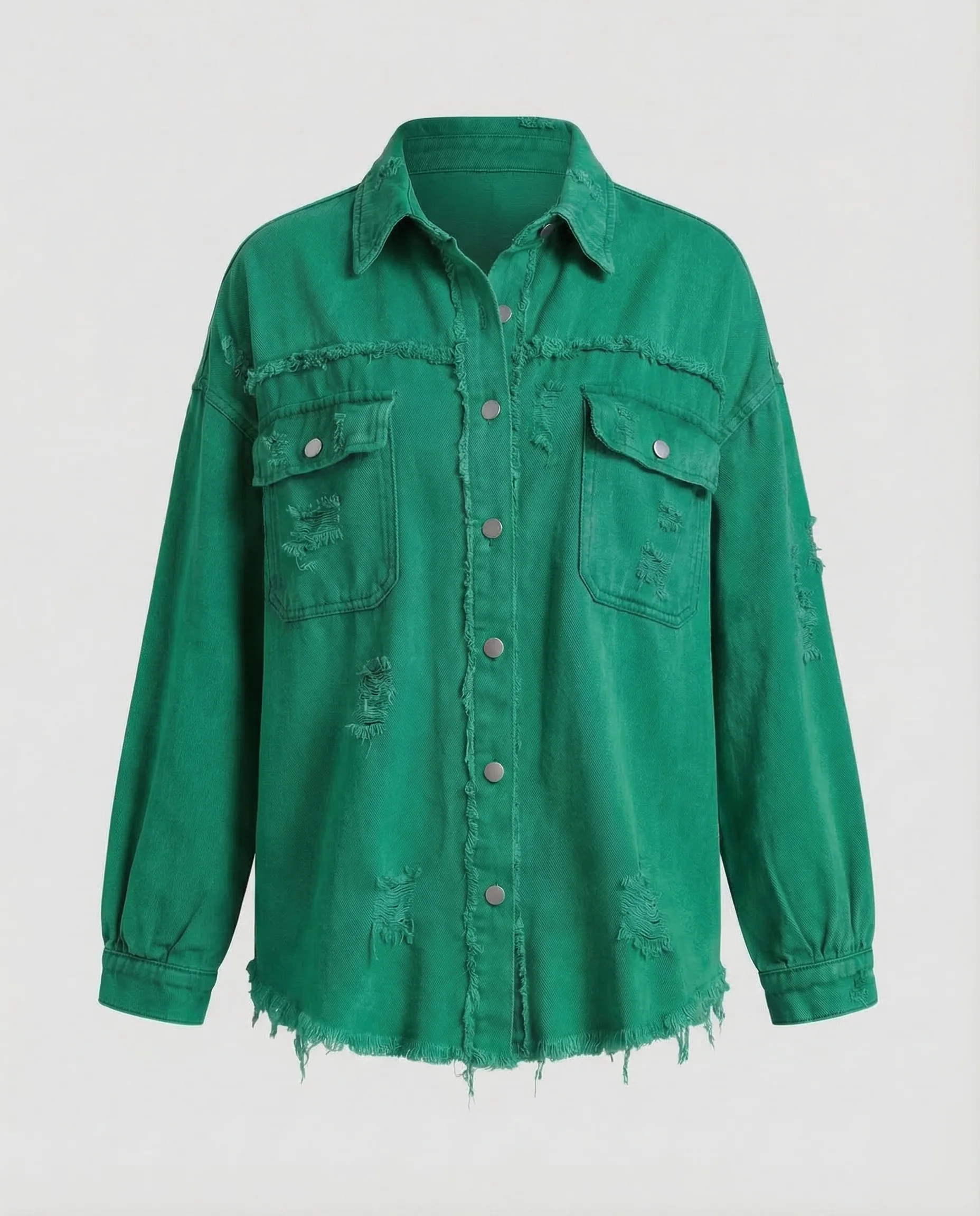 Damen Jeansjacke Weit Fransen - Image 10