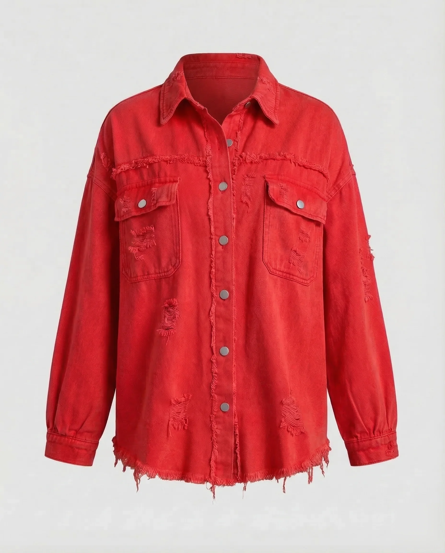 Damen Jeansjacke Weit Fransen - Image 11