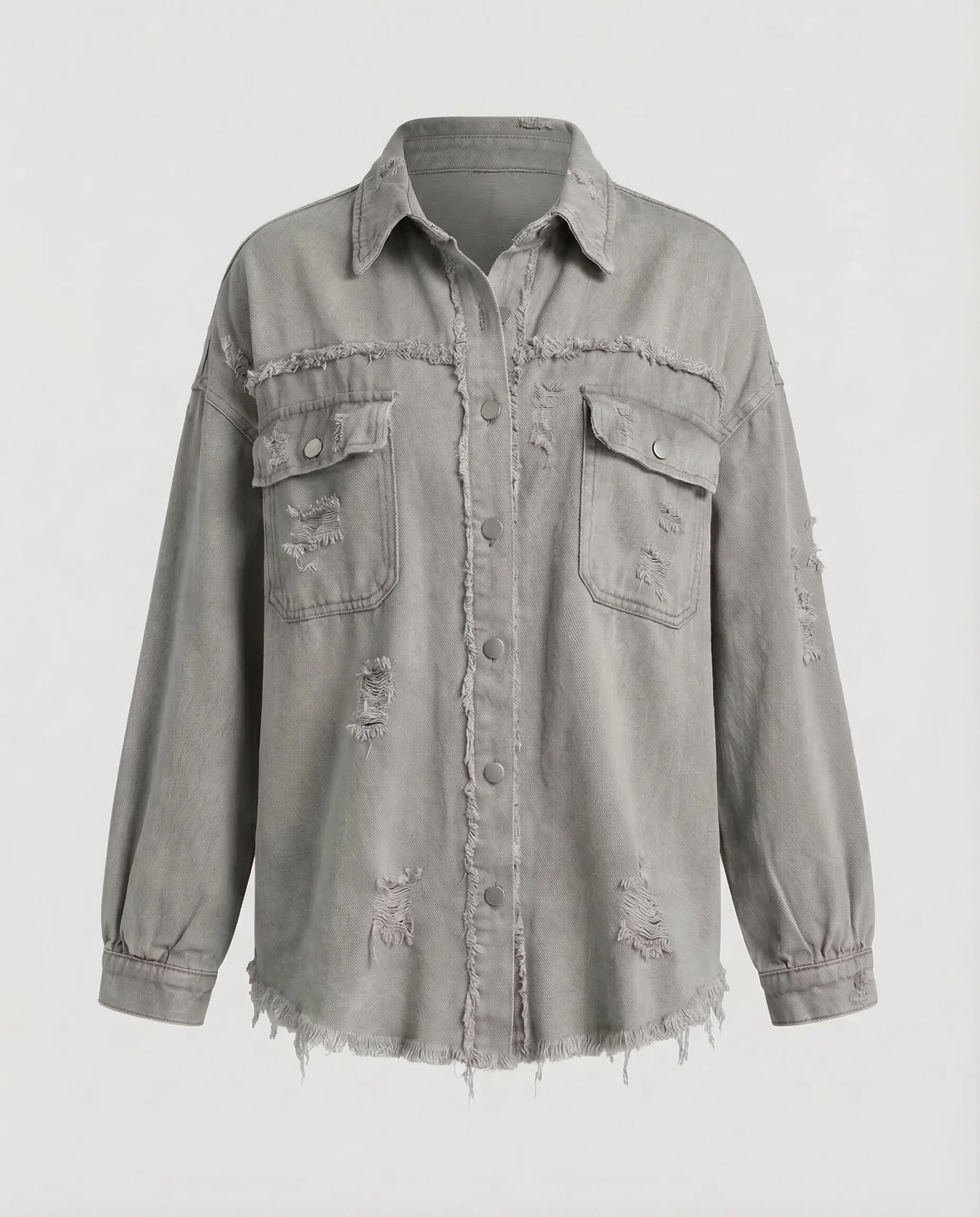 Damen Jeansjacke Weit Fransen - Image 13