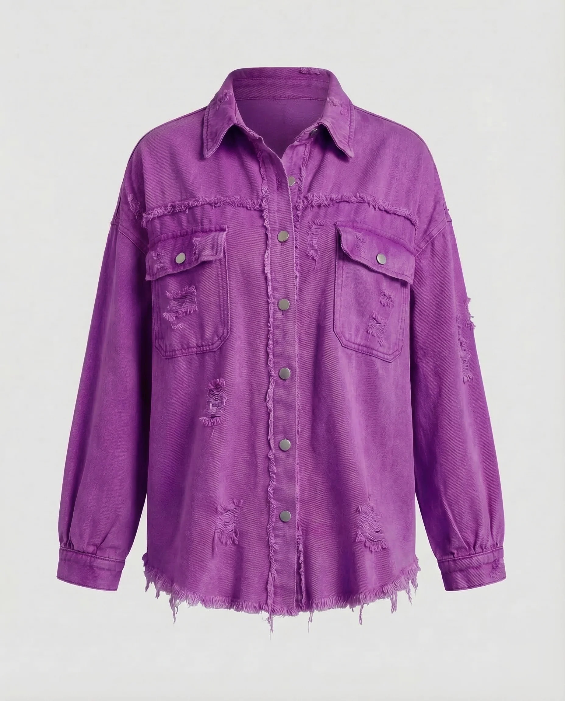 Damen Jeansjacke Weit Fransen - Image 14