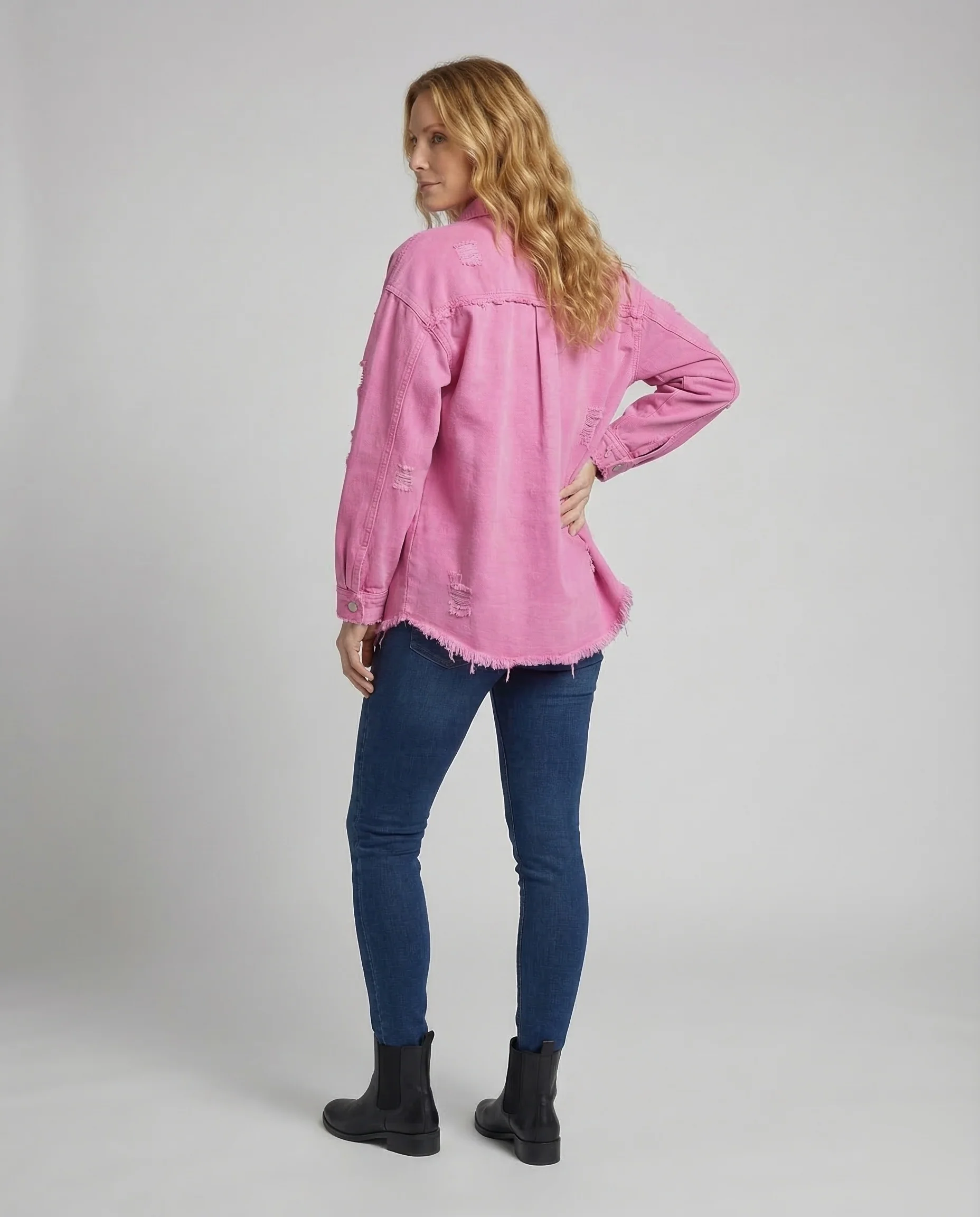 Damen Jeansjacke Weit Fransen - Image 4