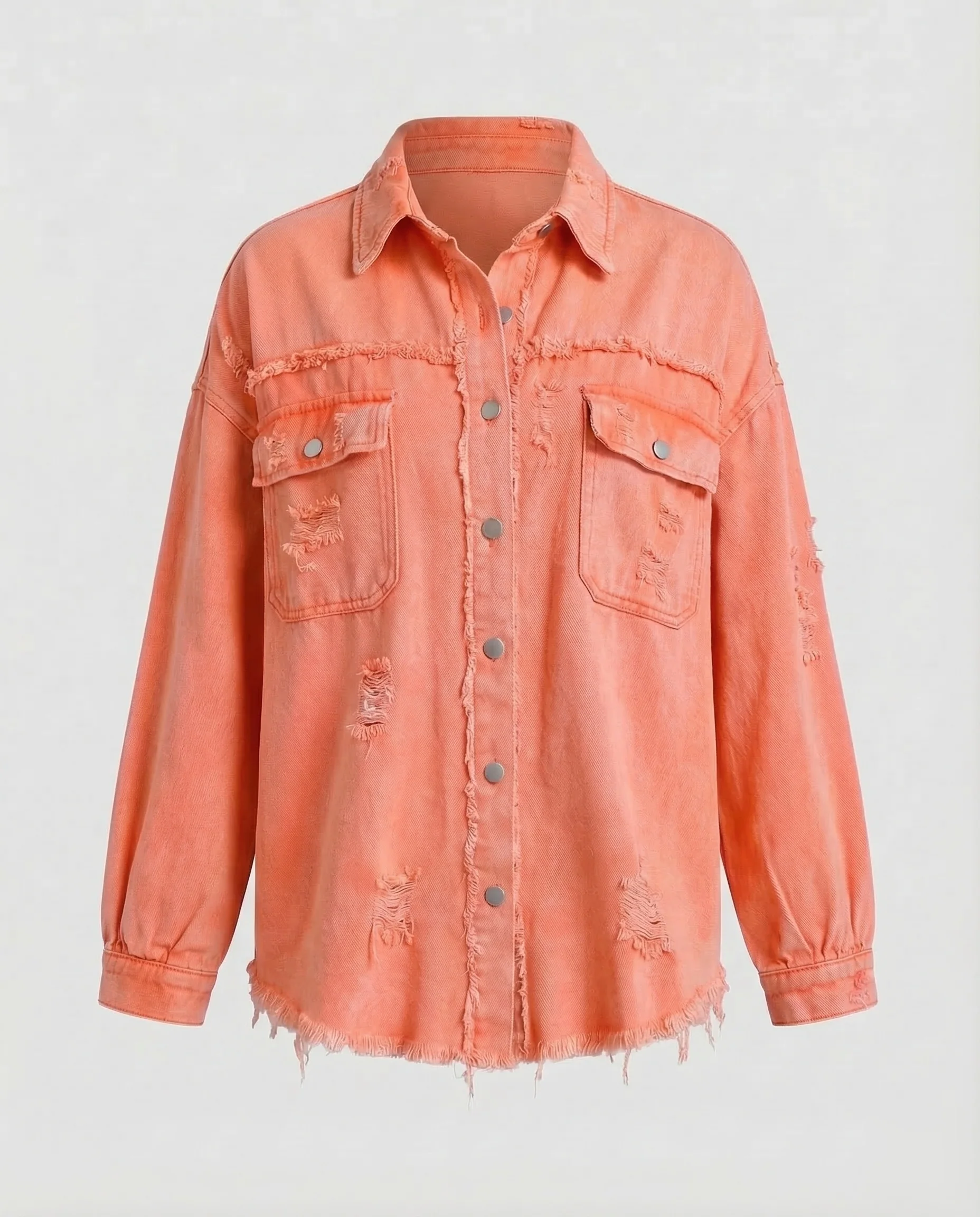 Damen Jeansjacke Weit Fransen - Image 6