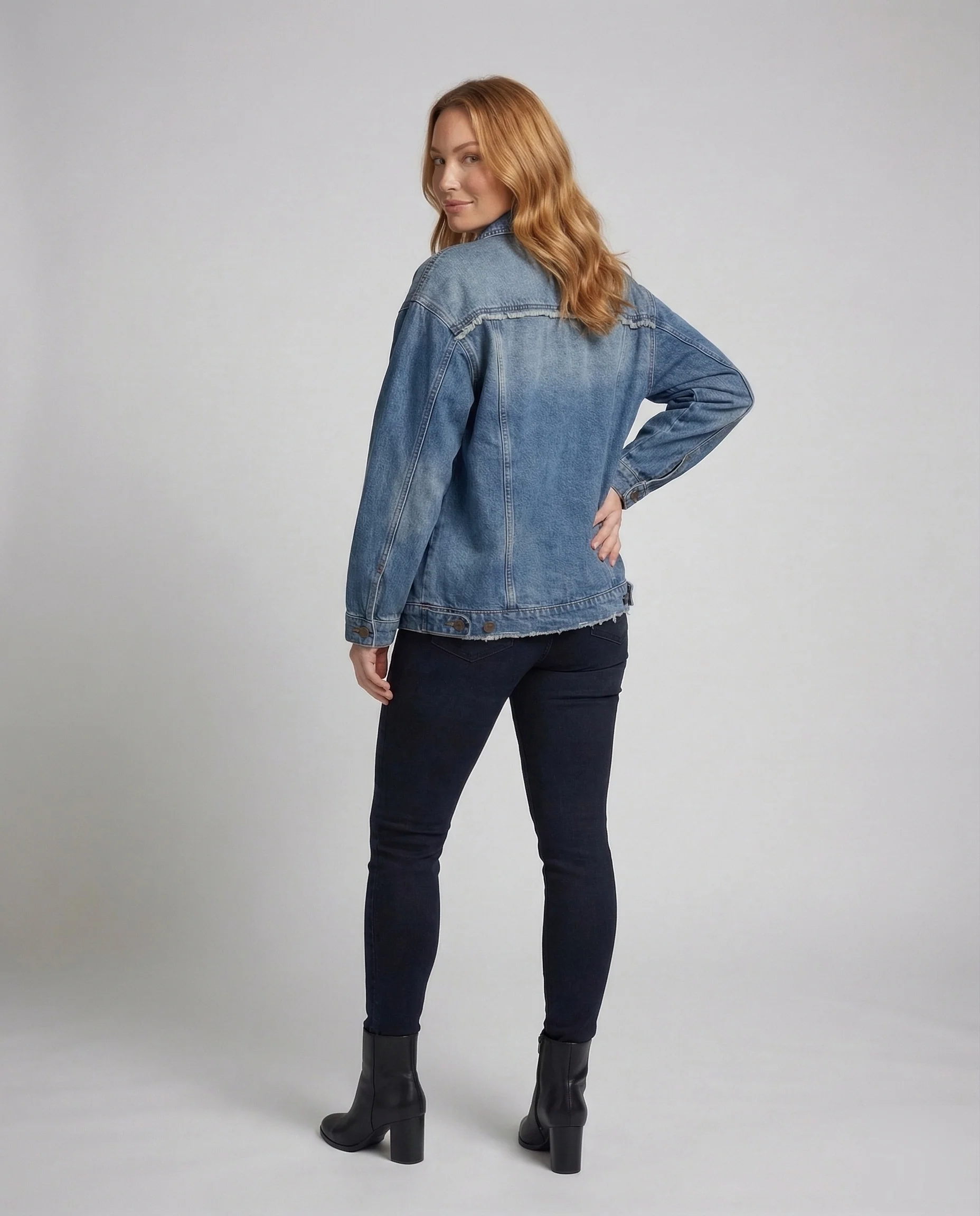Damen Jeansjacke Weit Fransen - Image 3