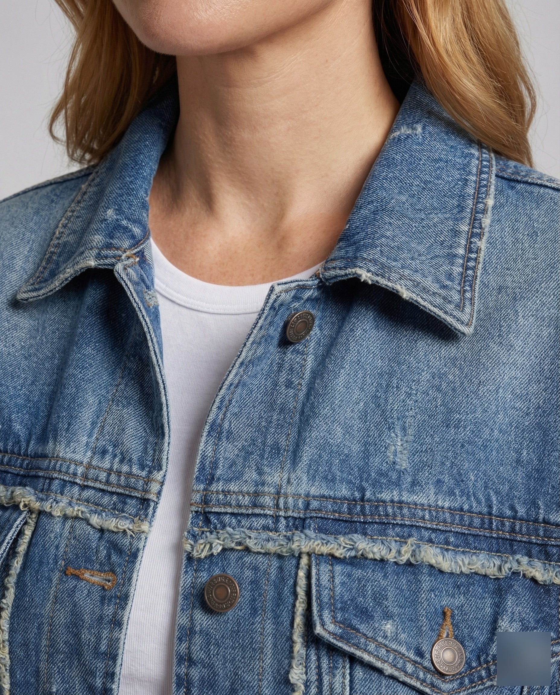 Damen Jeansjacke Weit Fransen - Image 4