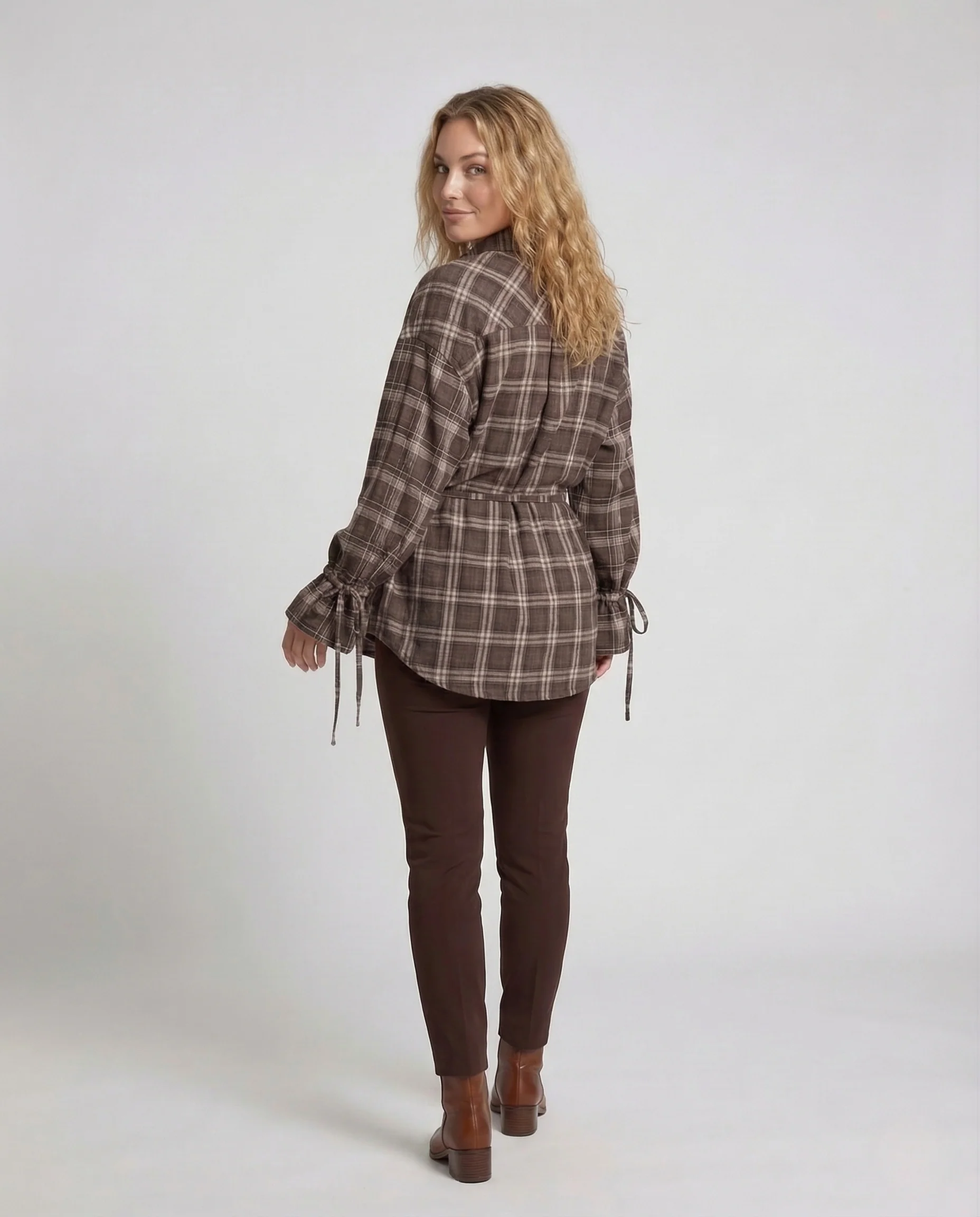 Damen Hemdbluse Karo Oversize - Image 4