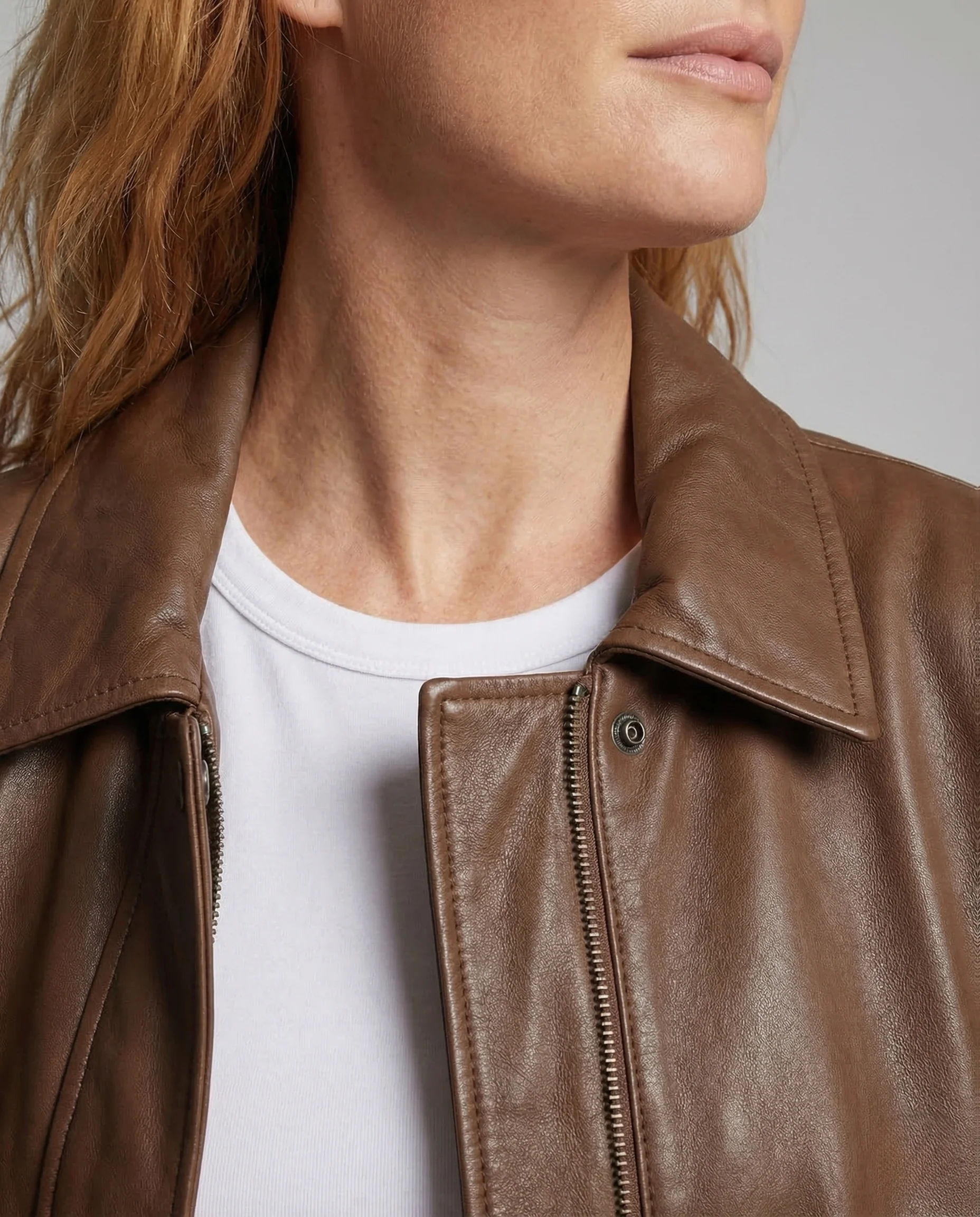 Damen Kunstlederjacke Weit Reißverschluss - Image 3