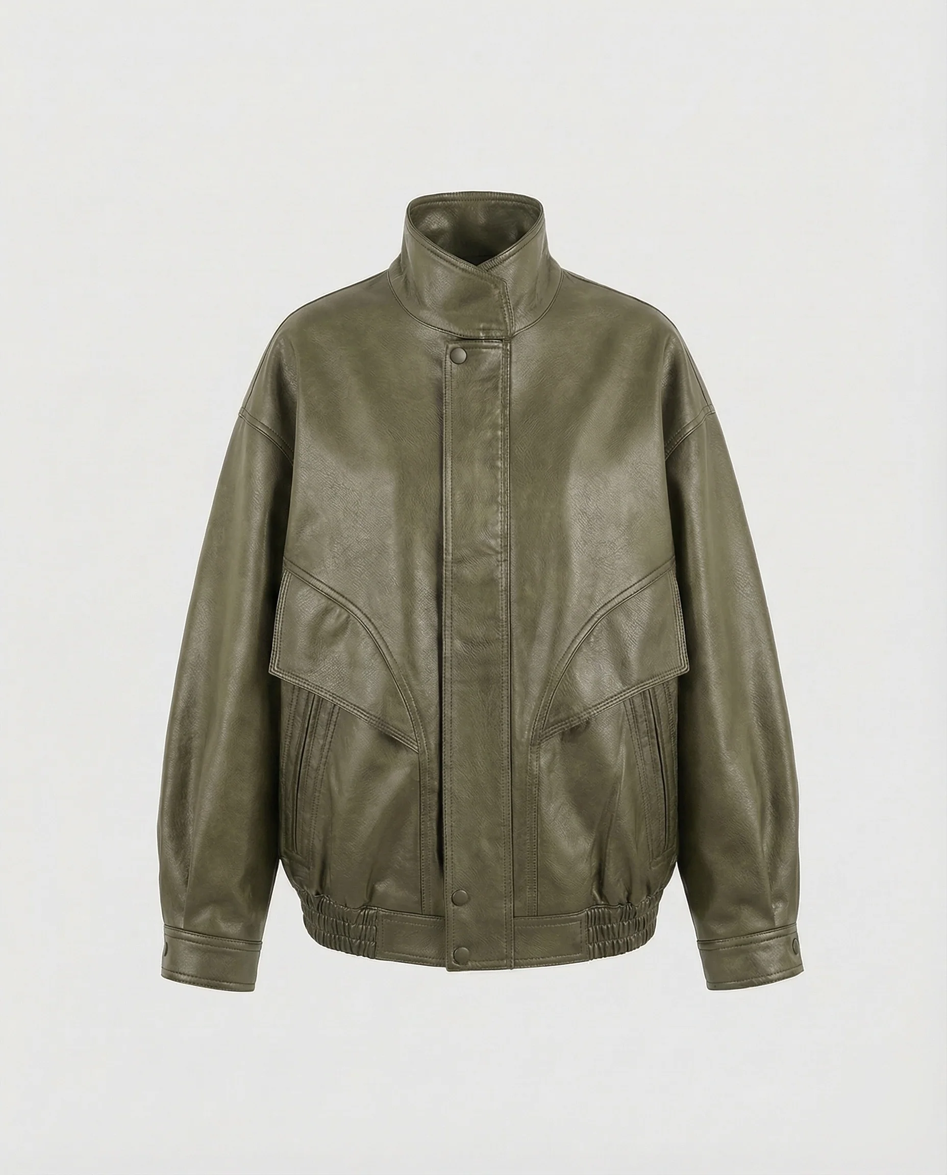 Damen Leder Bomberjacke Weit - Image 5