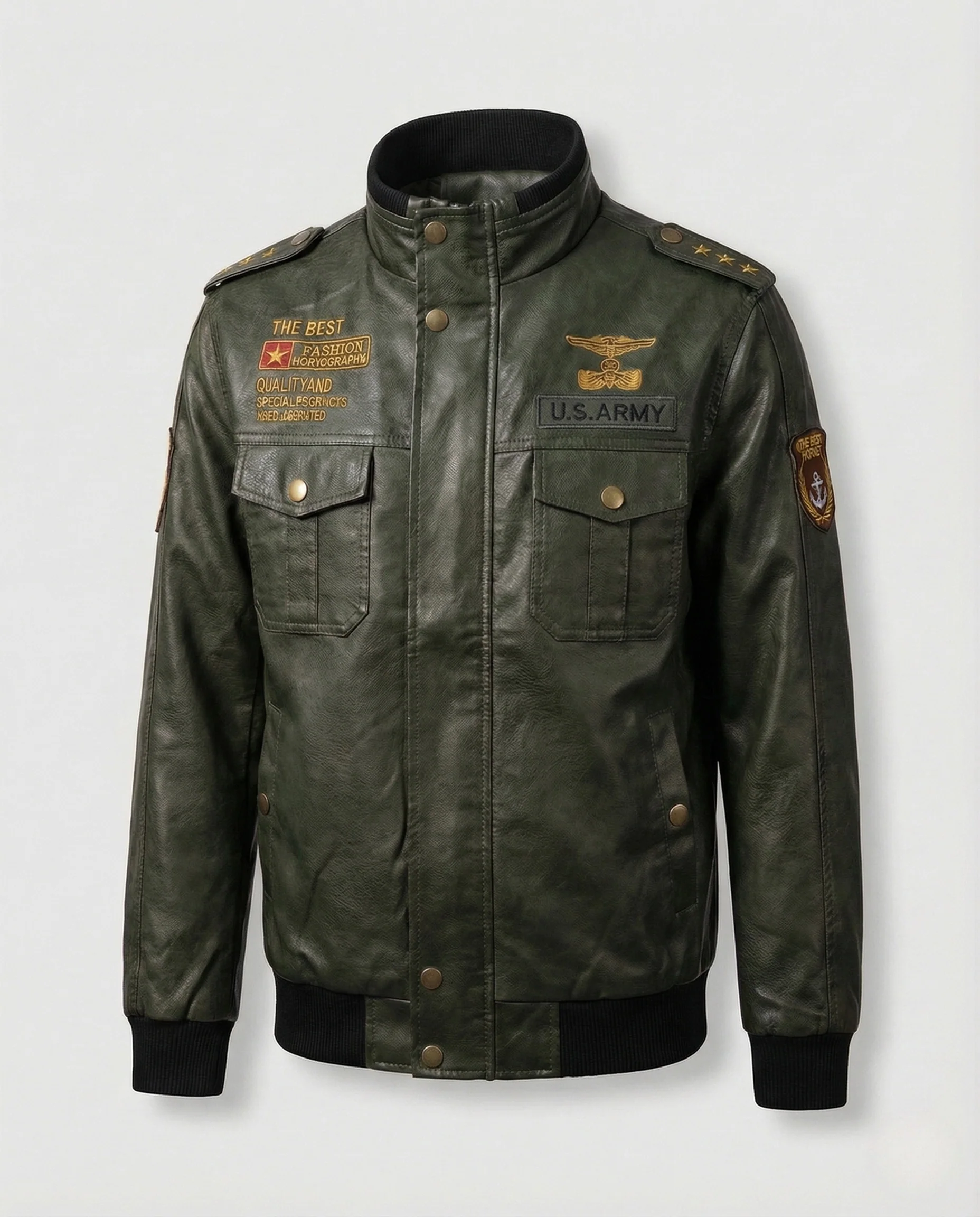 Damen Retro Fliegerjacke Lederoptik - Image 7