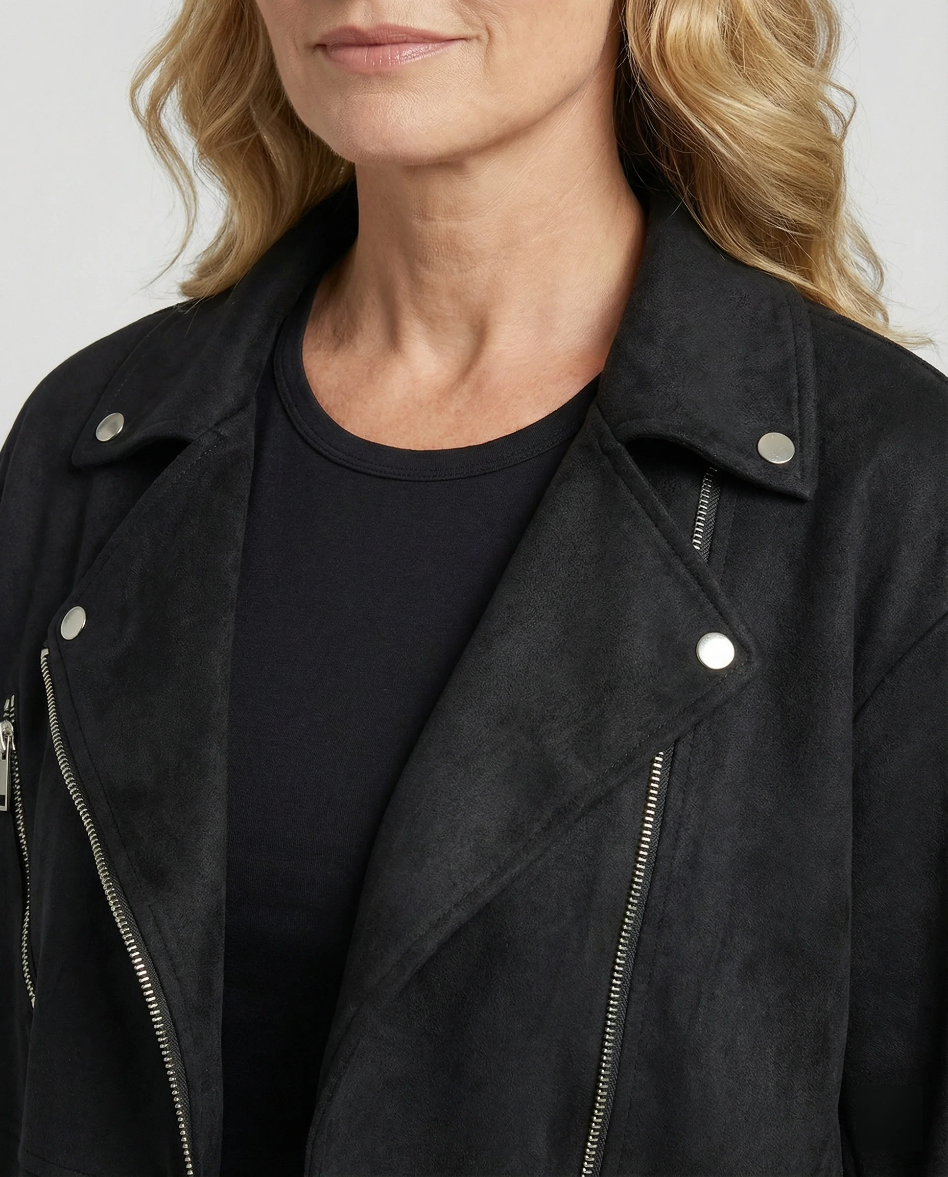 Braune Lederjacke Damen Velours - Image 4