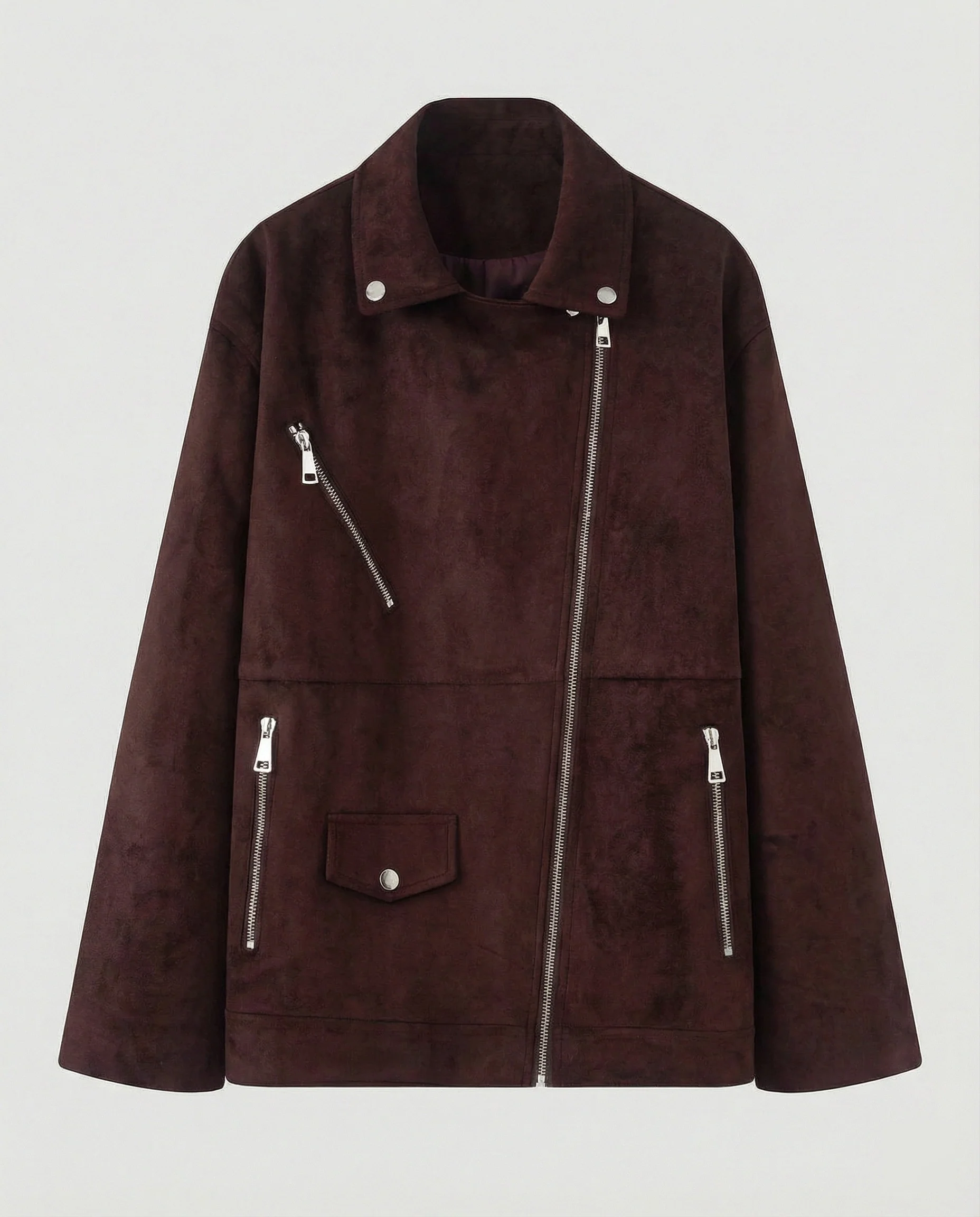 Braune Lederjacke Damen Velours - Image 6