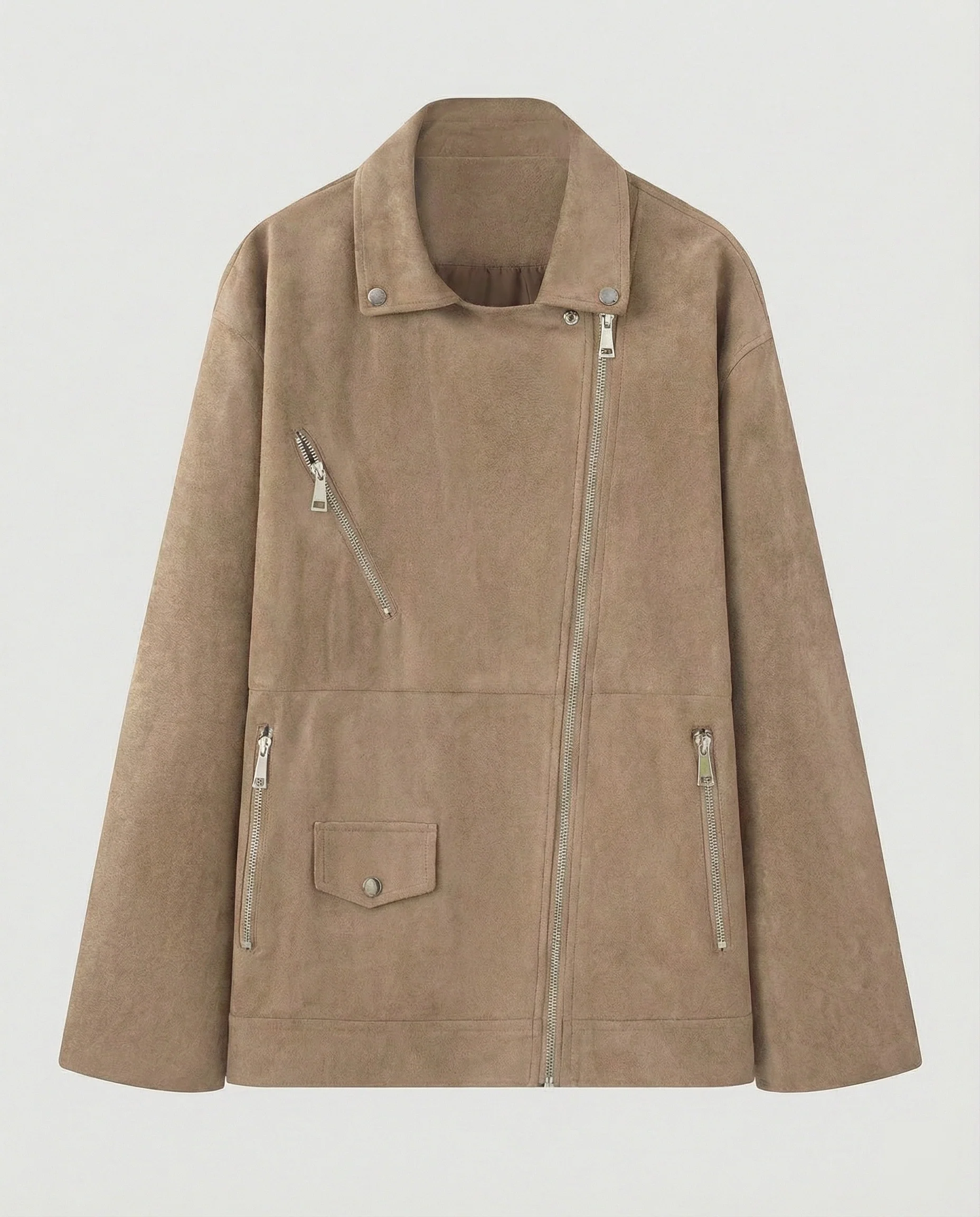 Braune Lederjacke Damen Velours - Image 7