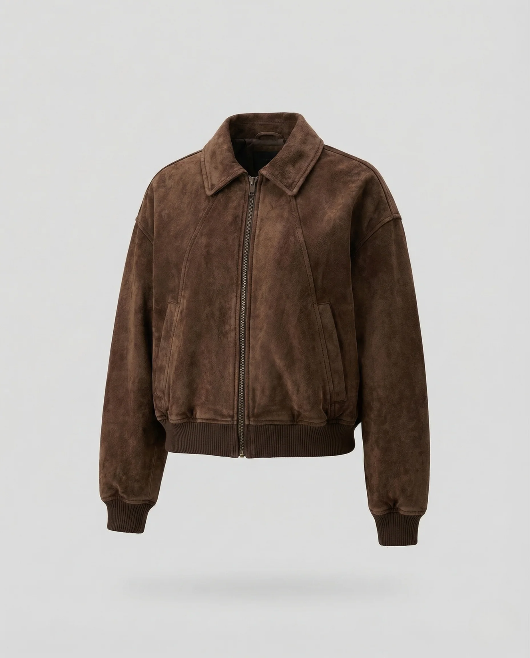 Damen Veloursleder Bomberjacke Weit - Image 5