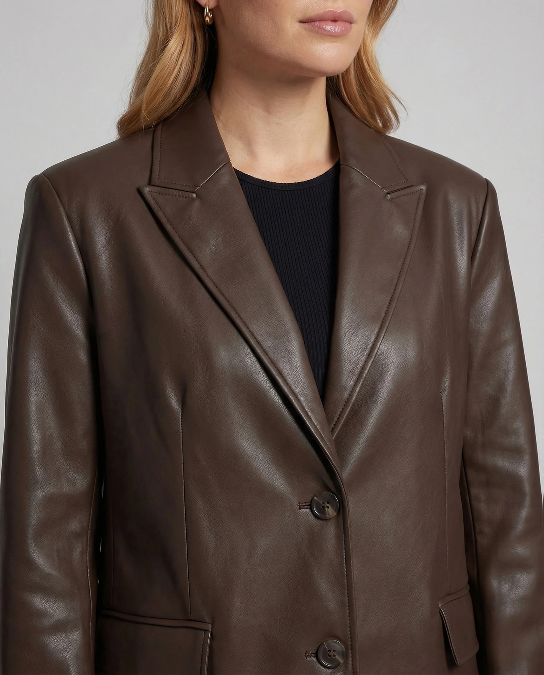 Damen Lederoptik Blazer Weit - Image 4