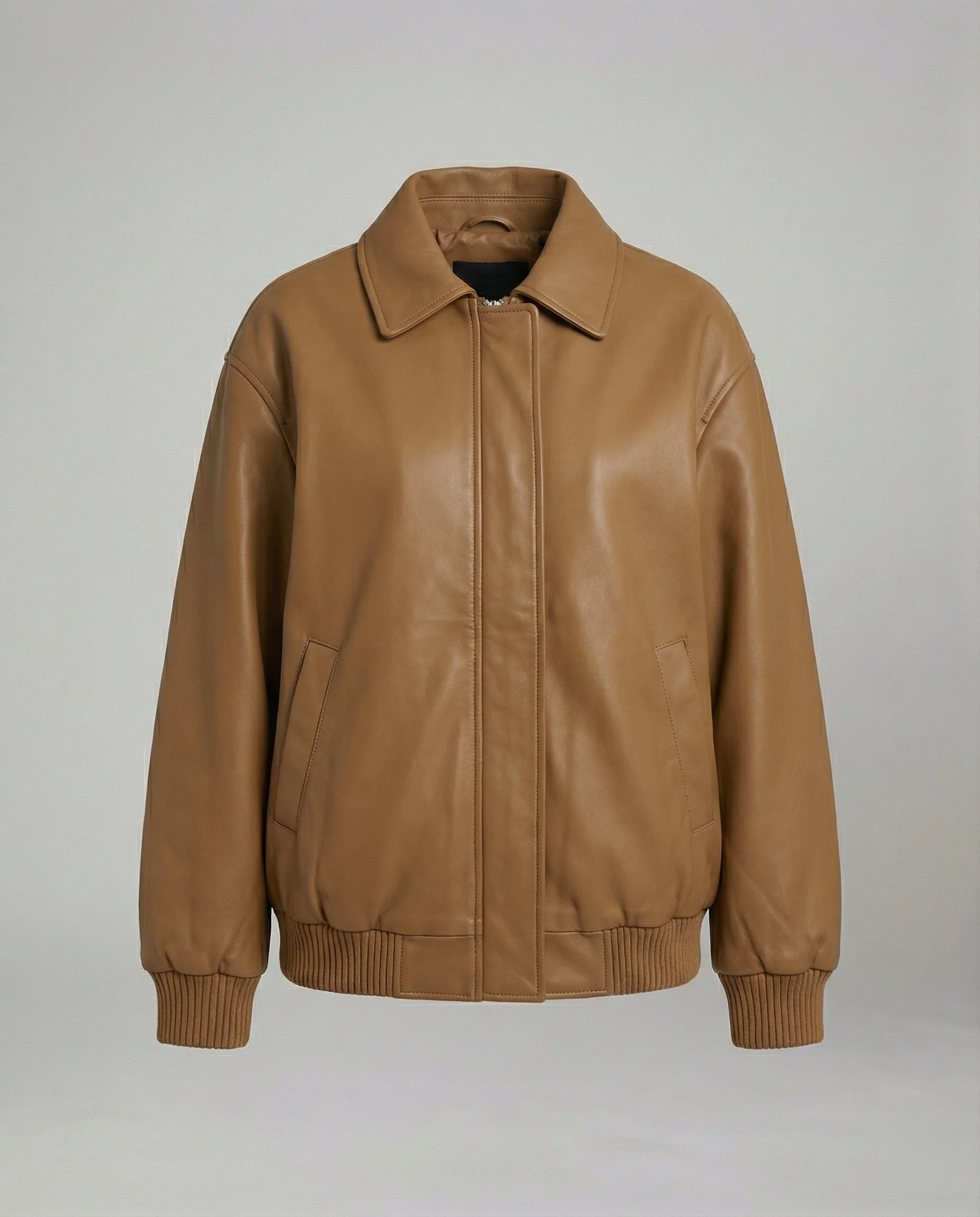 Weit geschnittener Kunstlederblouson mit Reißverschluss und Hemdkragen Heidi-Mode - Image 3
