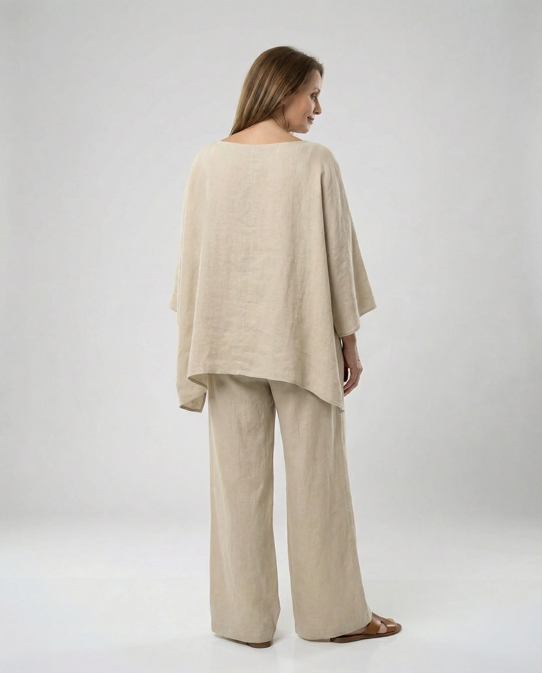 Leinen Zweiteiler Set Damen mit Palazzo-Hose - Image 2