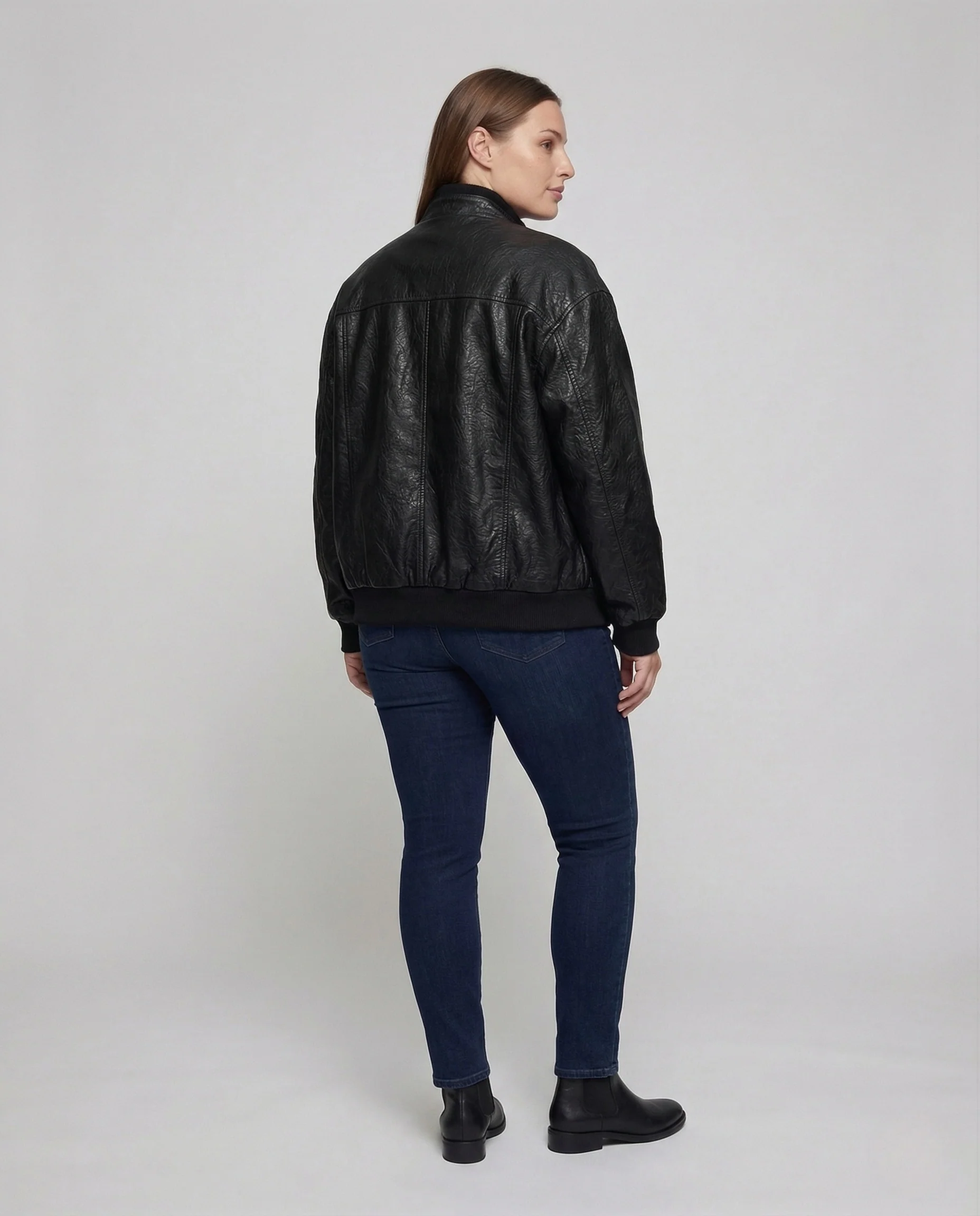 Damen Aviator Lederjacke Weit - Image 4