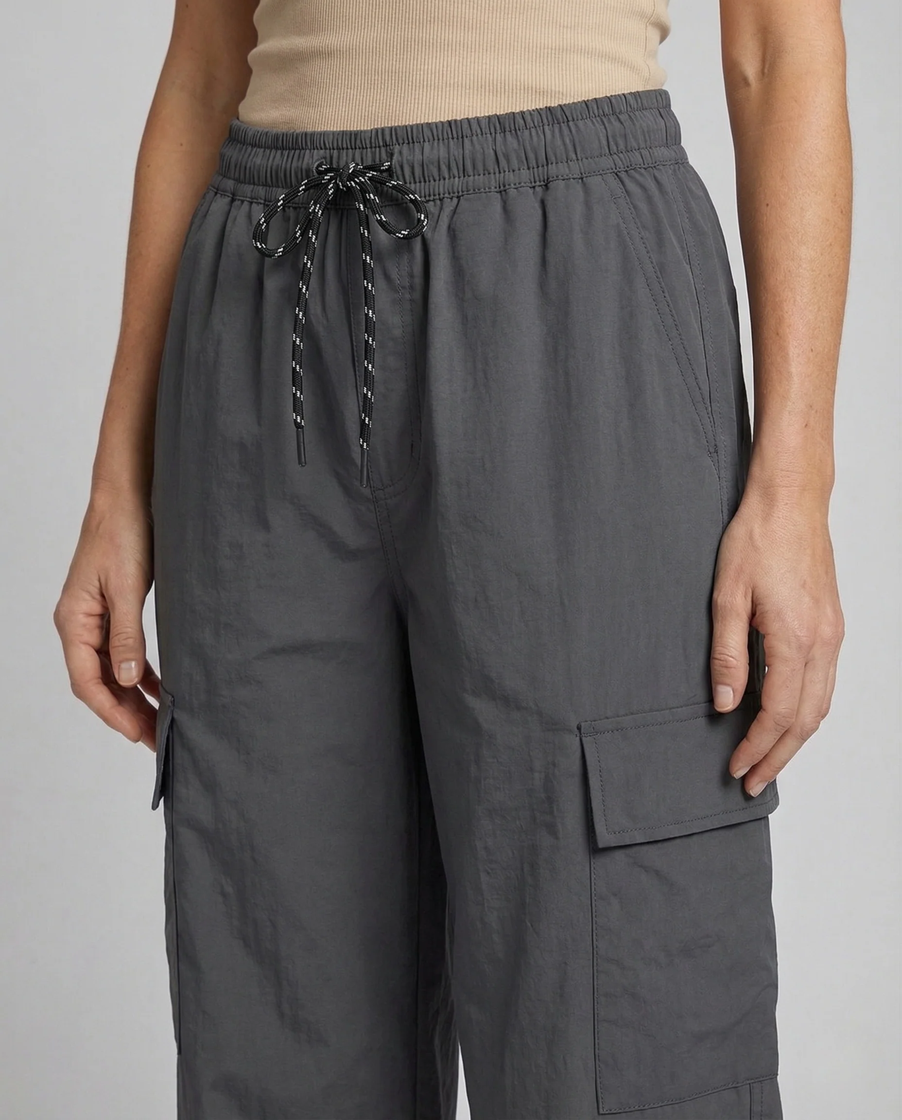 Damen Cargo Hose High Waist mit Elastischem Bund - Image 3