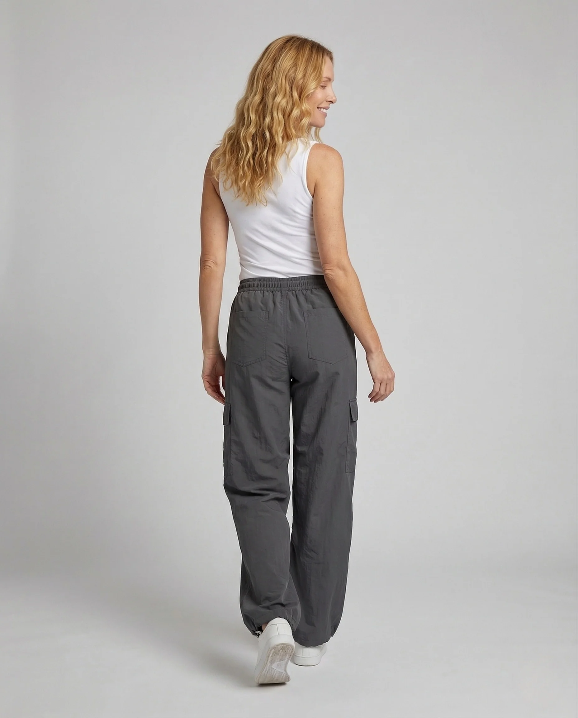 Damen Cargo Hose High Waist mit Elastischem Bund - Image 4