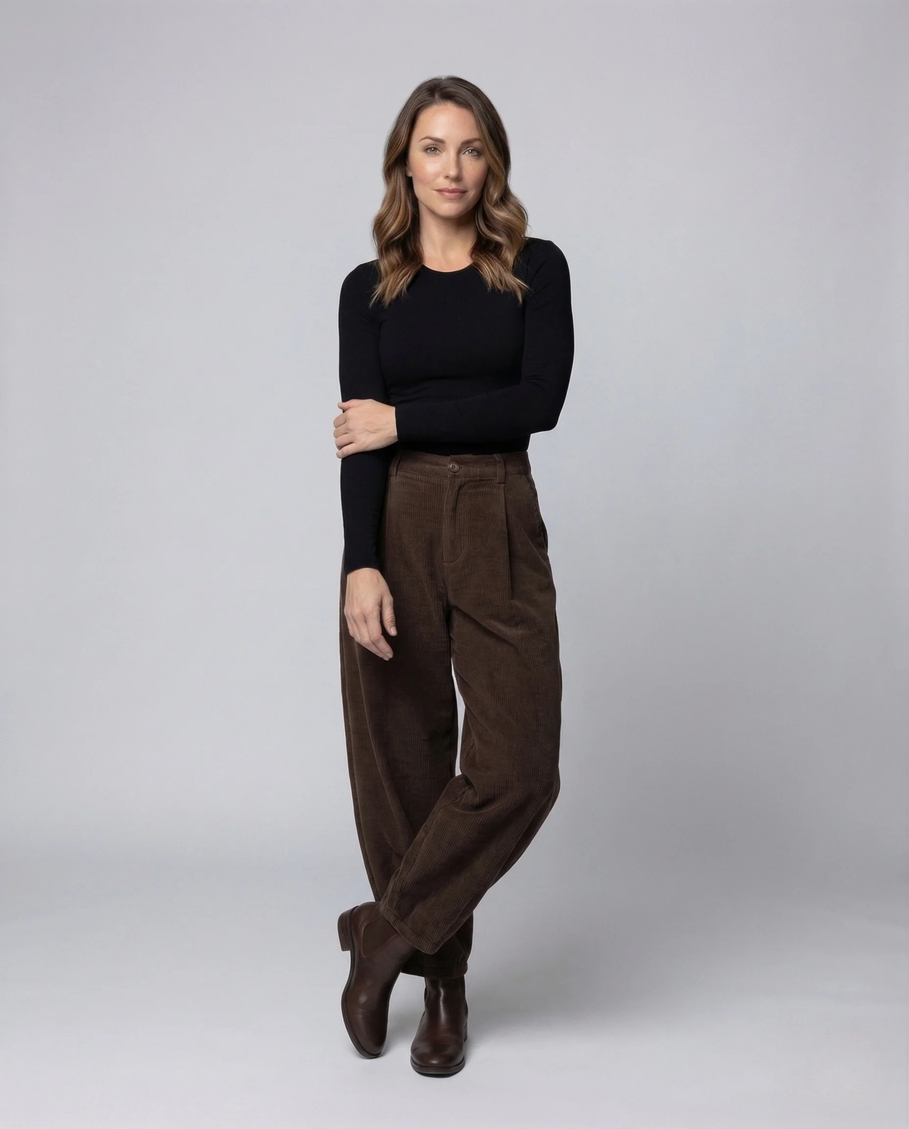 Damen Feincordhose Bundfalten Ballonbein - Image 2