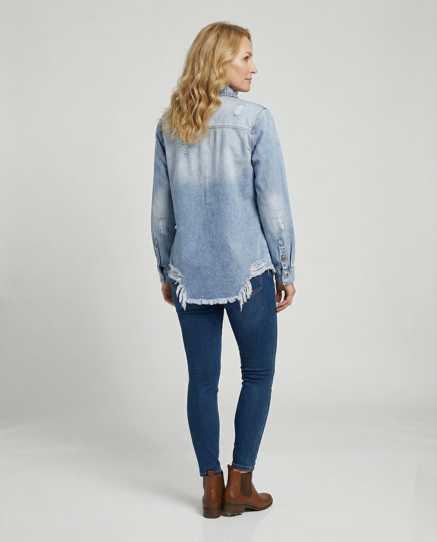 Damen Jeansjacke Hemdschnitt weit - Image 3