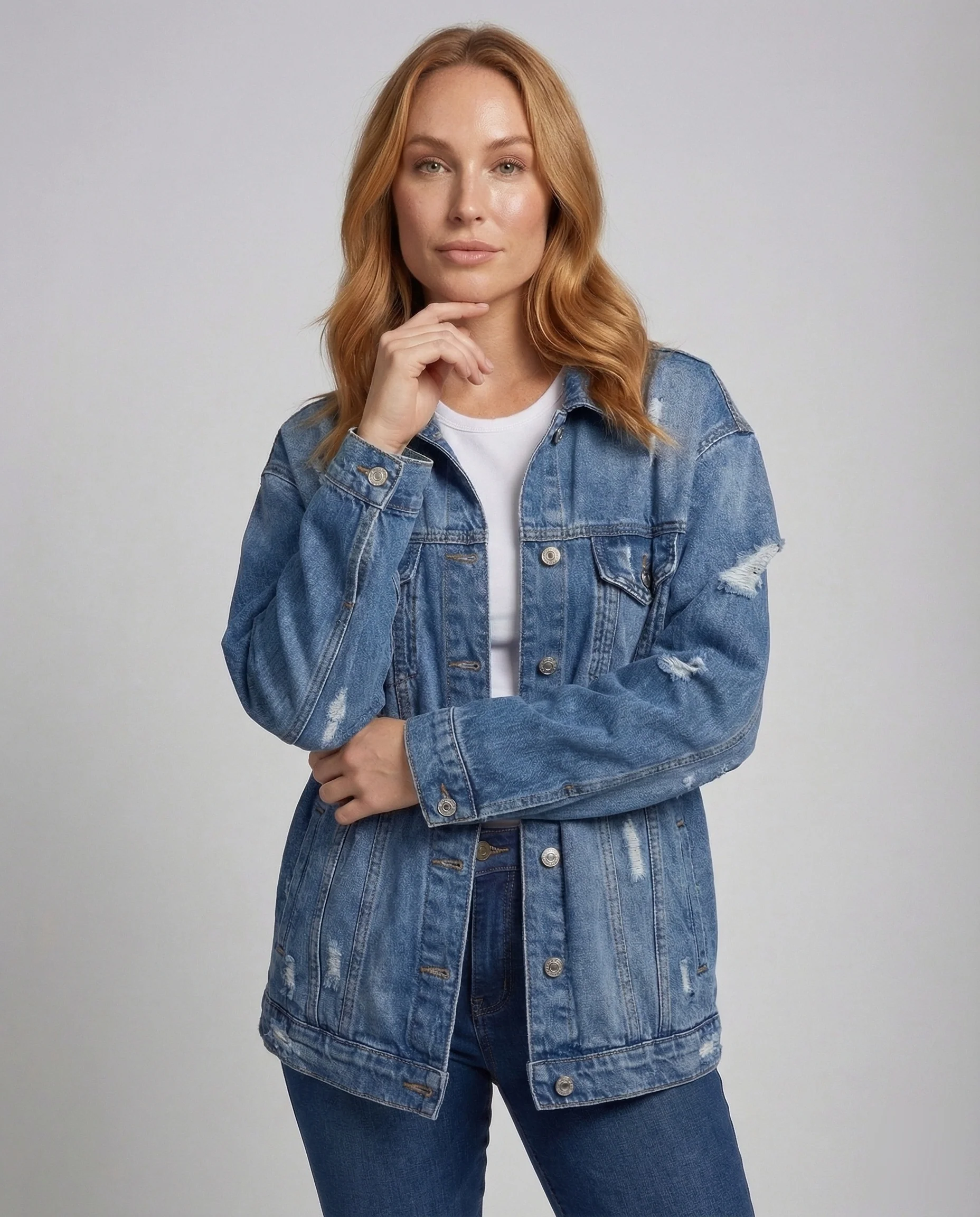 Damen Jeansjacke Lang Used - Image 2