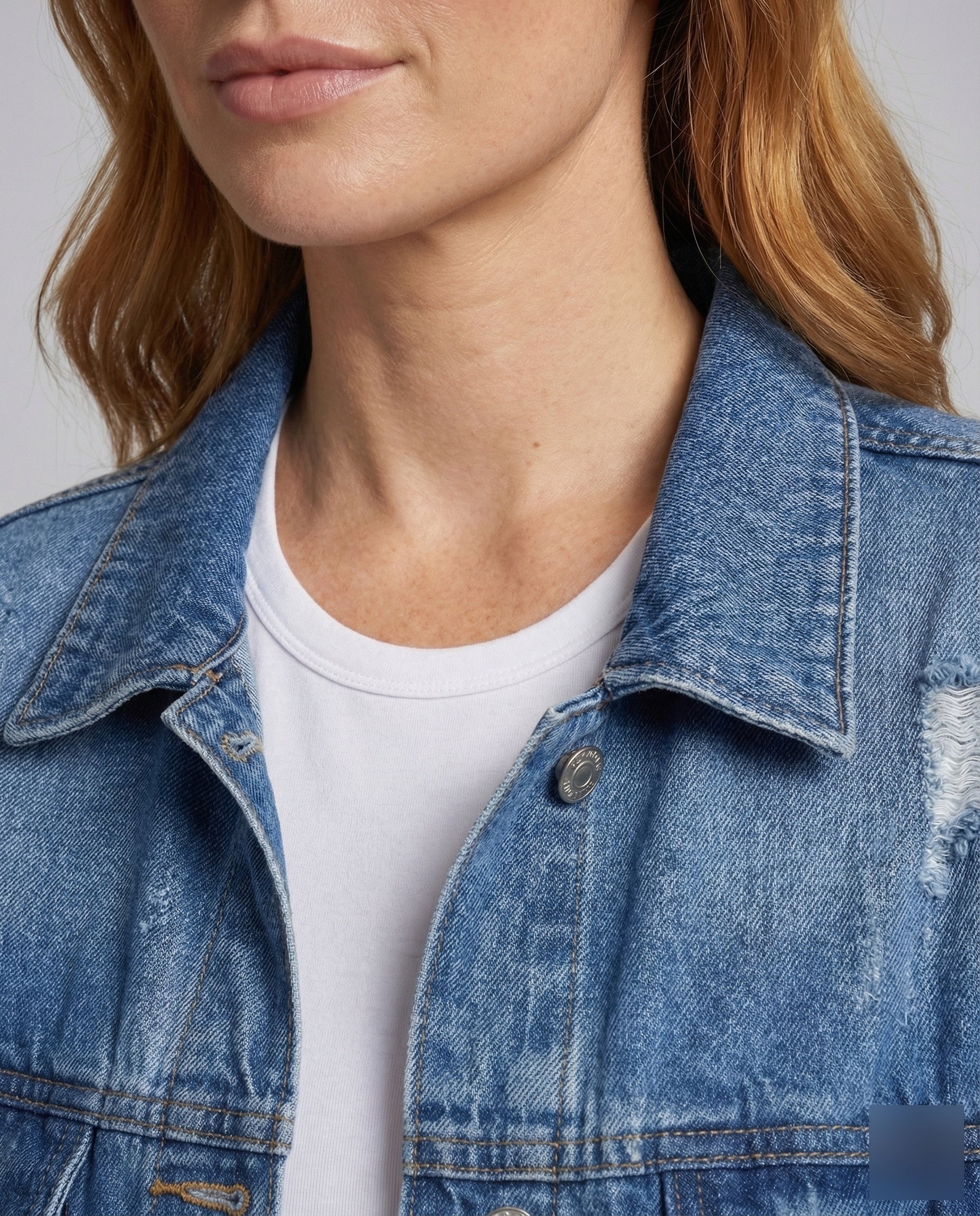 Damen Jeansjacke Lang Used - Image 3