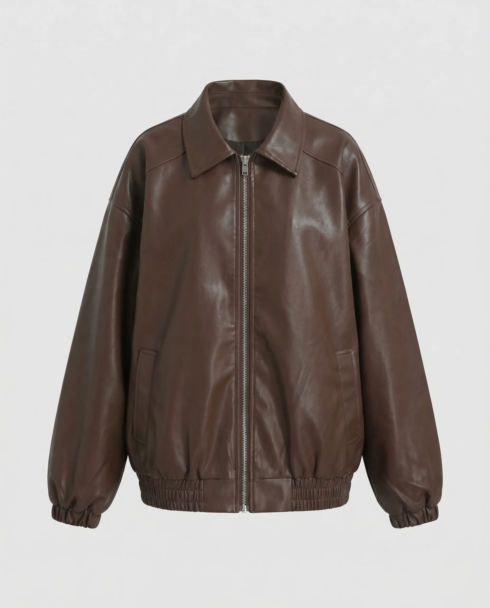 Damen Kunstlederjacke Weit Reißverschluss - Image 4