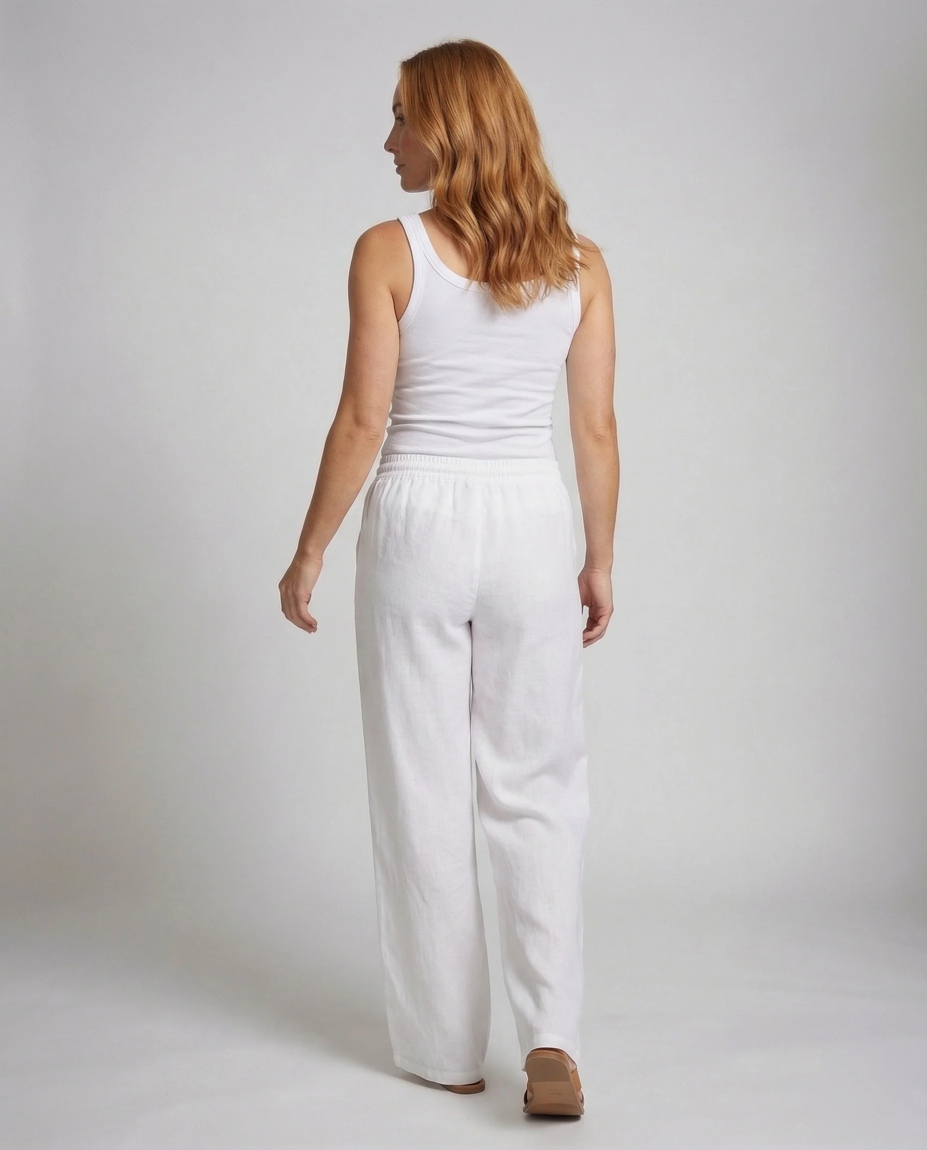 Damen Leinenhose Weit Taschen - Image 4