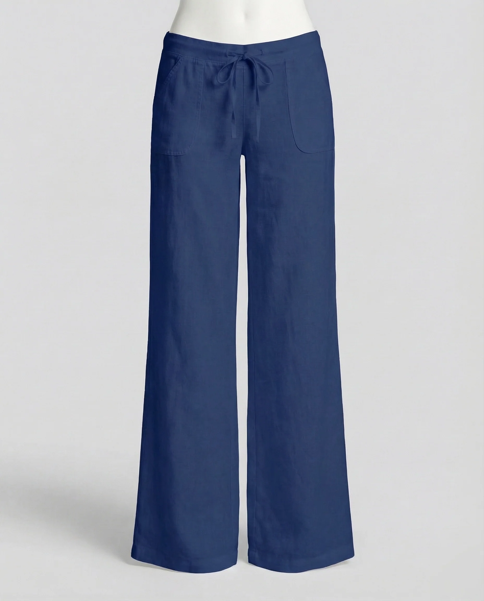 Damen Leinenhose Weit Taschen - Image 8