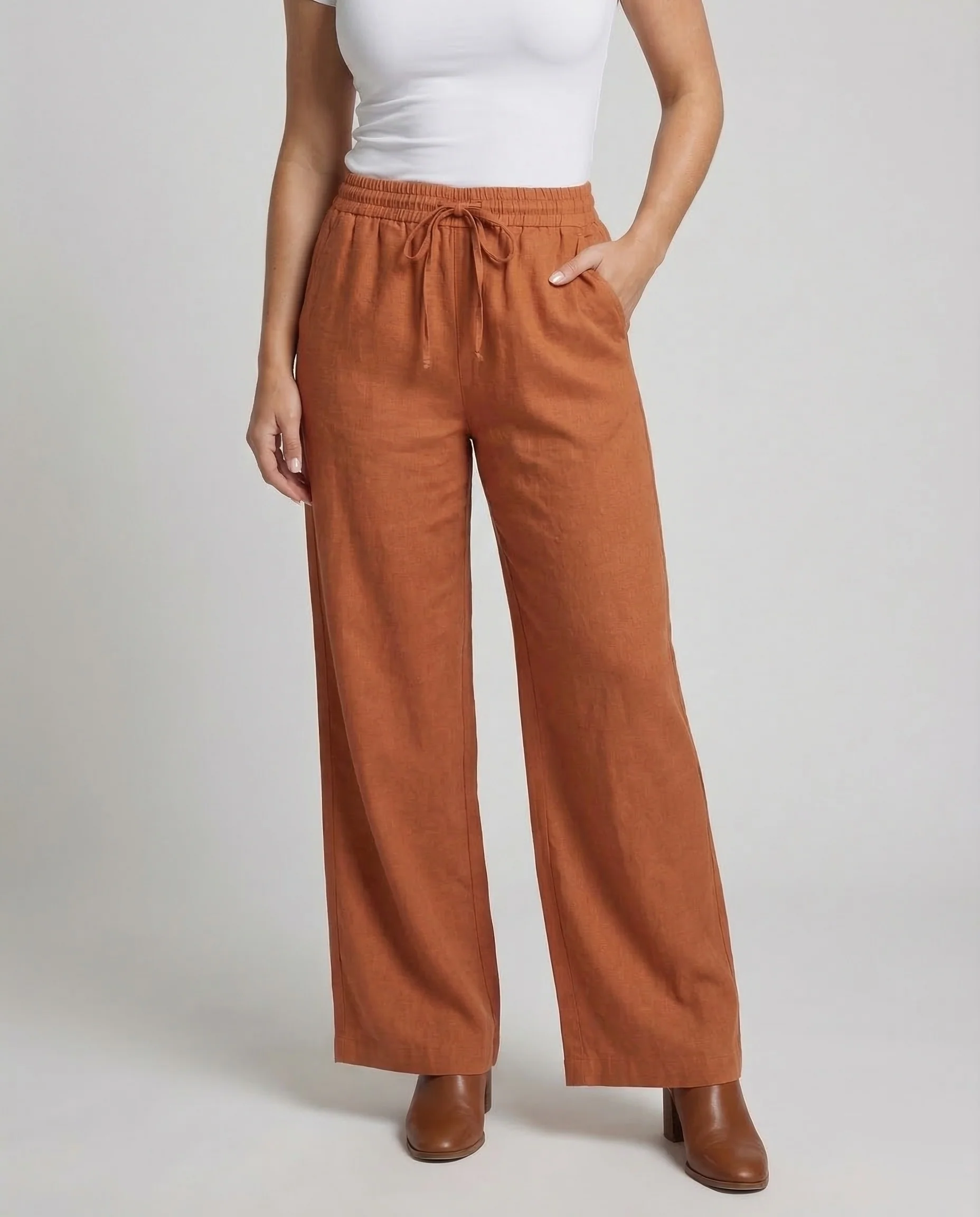 Damen Leinenhose Weit Tunnelzug - Image 2