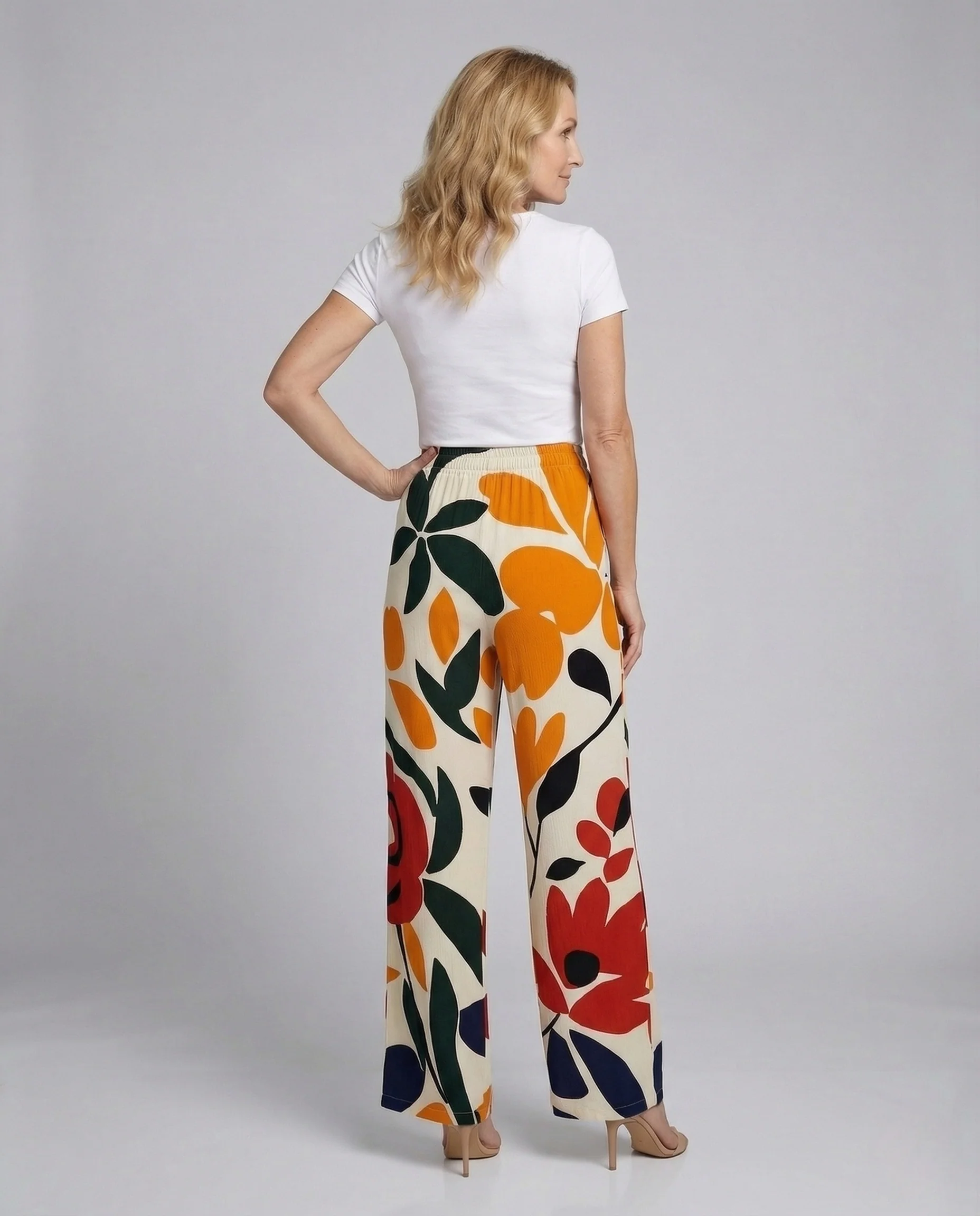 Damen Weite Hose in Leinenoptik mit Blumenmuster - Image 4