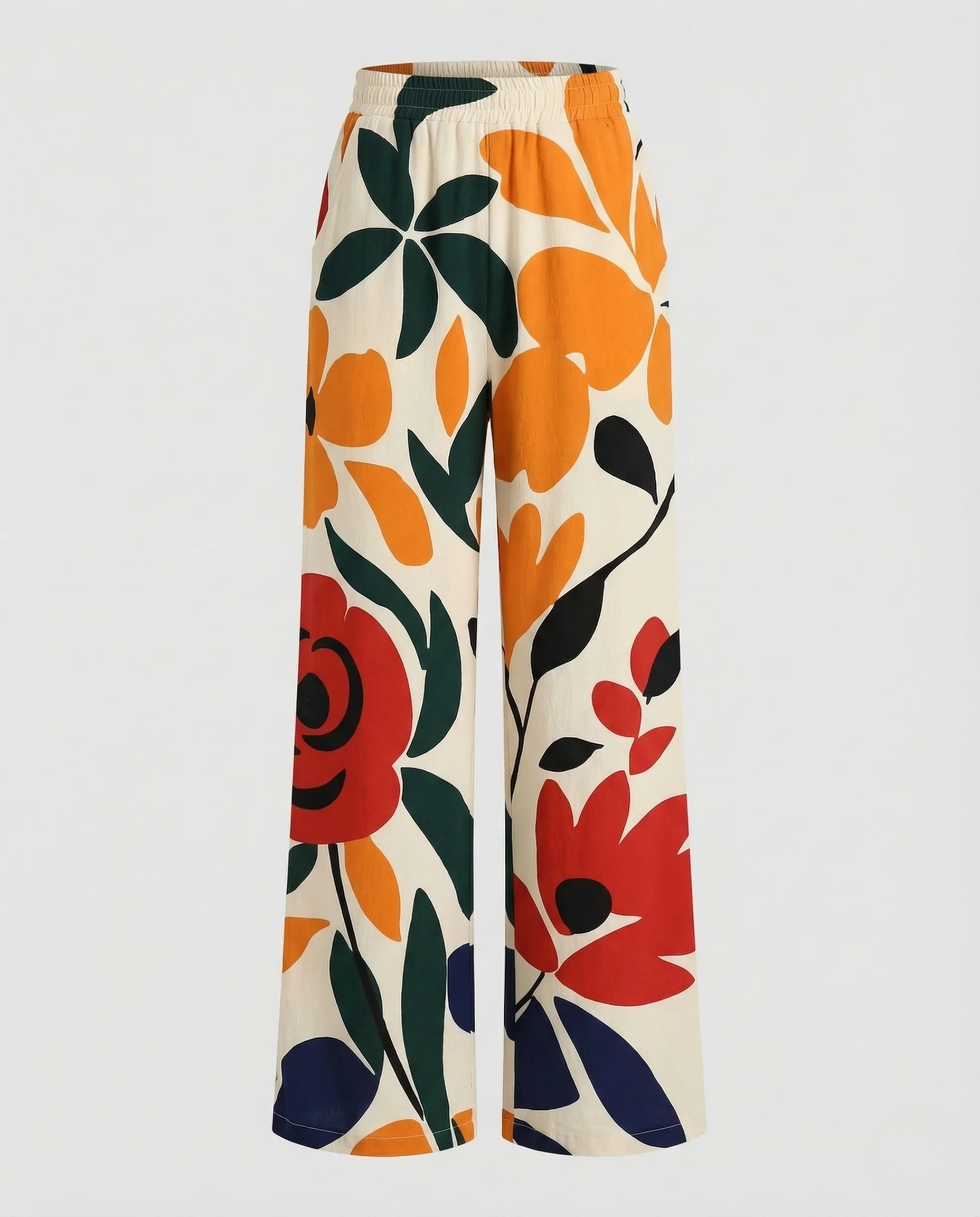 Damen Weite Hose in Leinenoptik mit Blumenmuster - Image 5