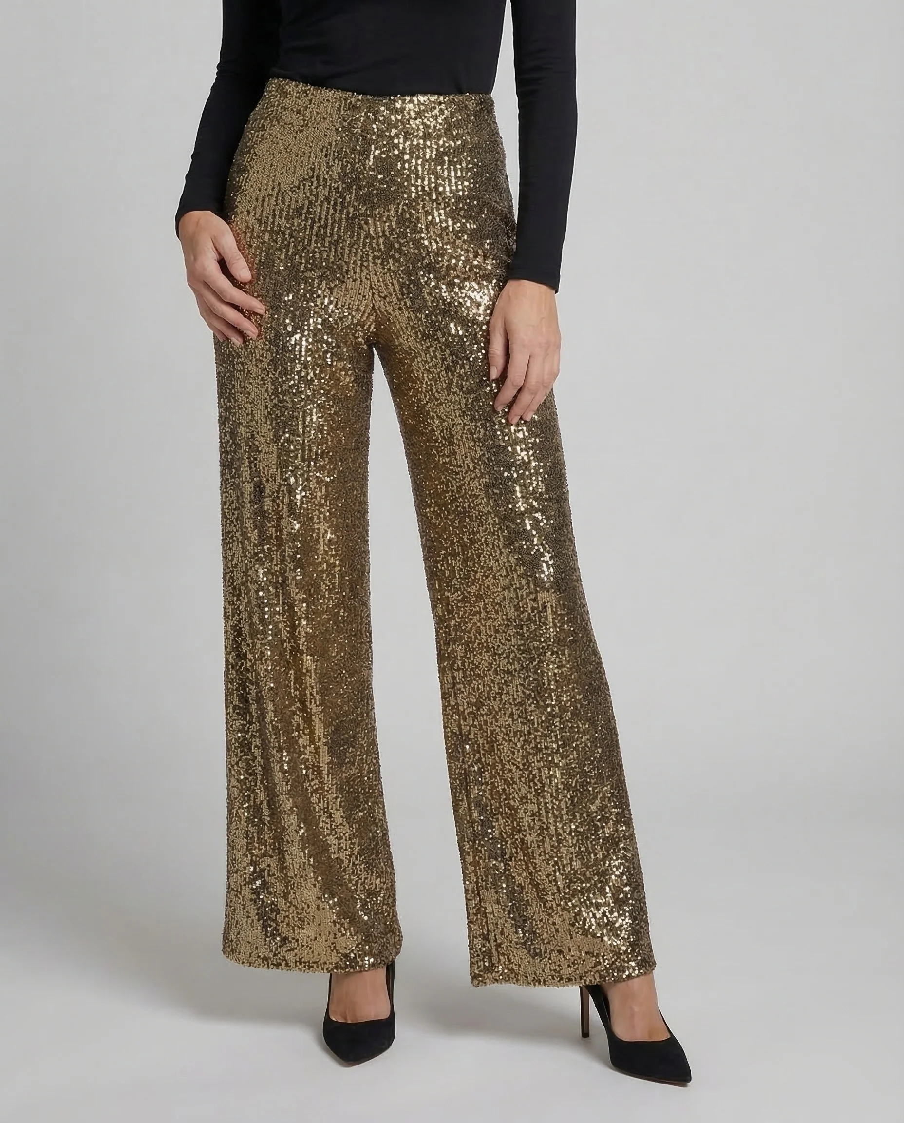 Damen Pailletten Palazzo Hose - Image 2
