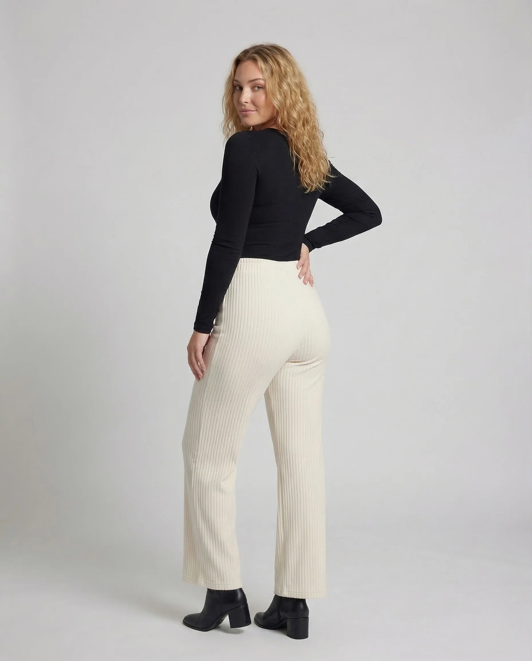 Damen Relaxhose Rippjersey Elastikbund - Image 4