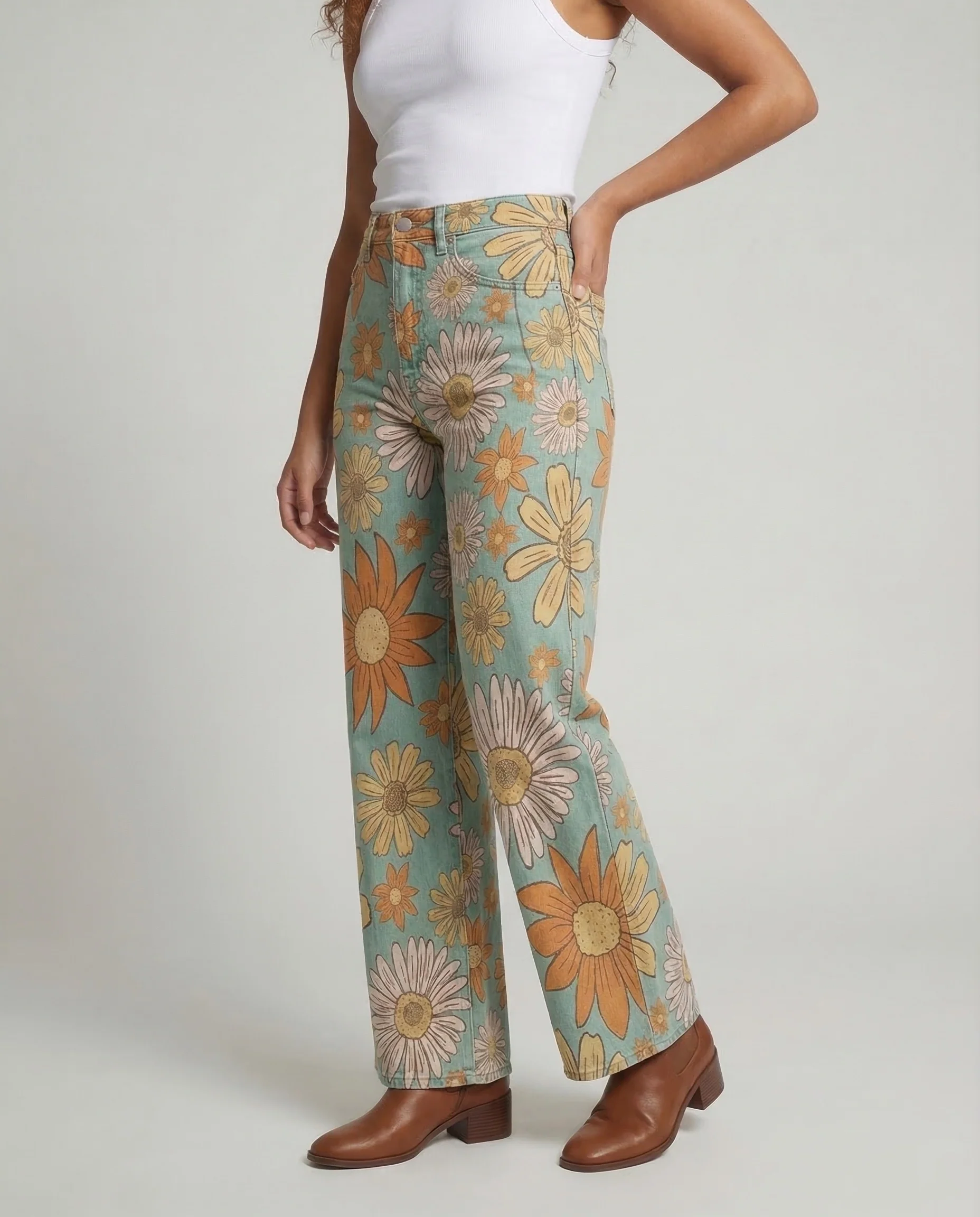 Damen Schlagjeans Floral - Image 2