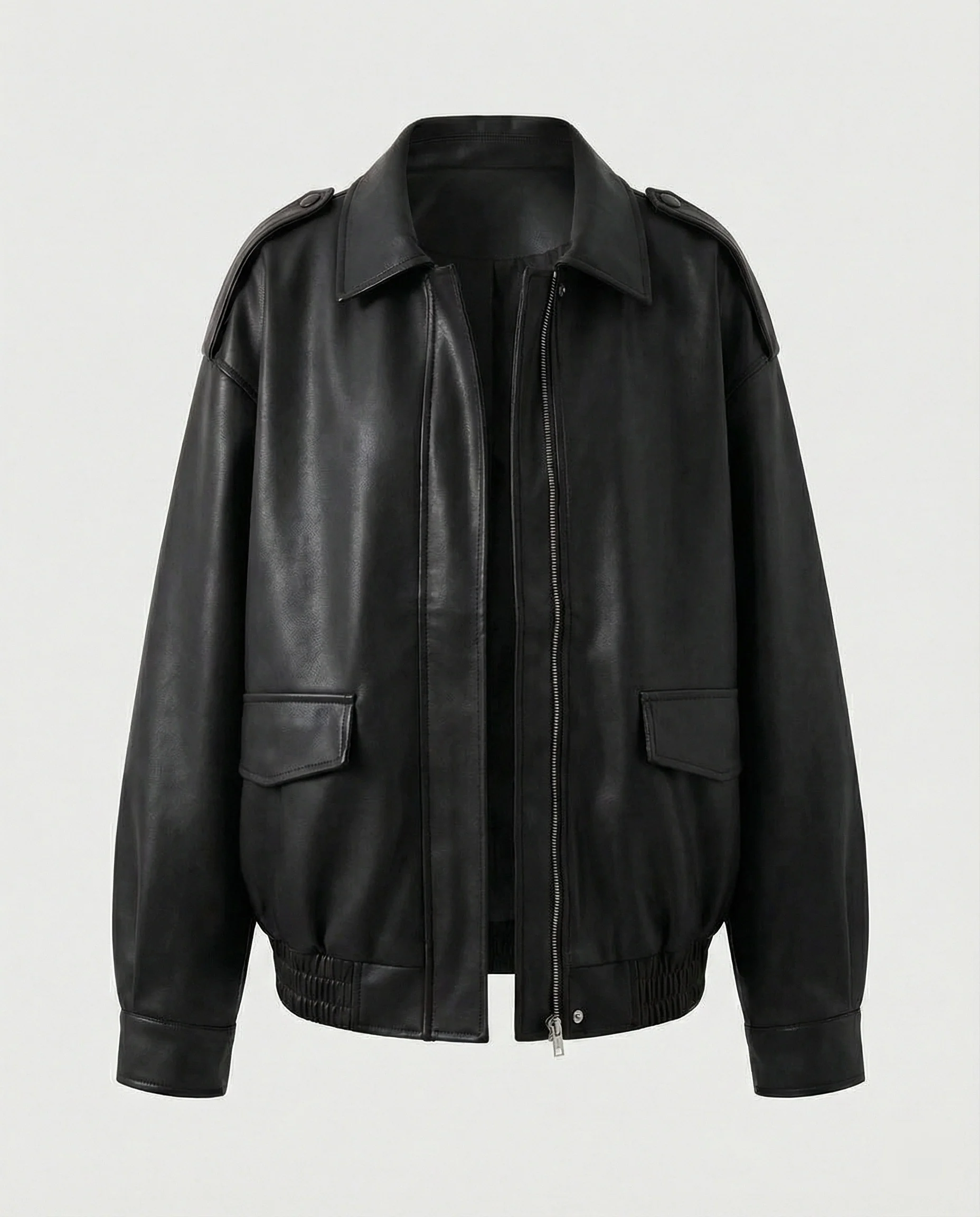 Weite Übergangsjacke im Hemdblouson-Stil aus softem Kunstleder mit verdeckter Reißverschlussleiste Heidi-Mode - Image 6