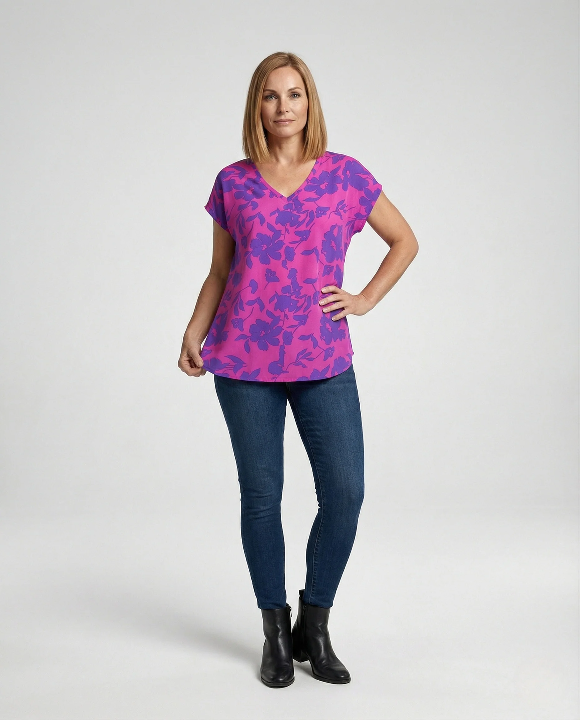Damen Bluse Oversize V-Ausschnitt - Image 2