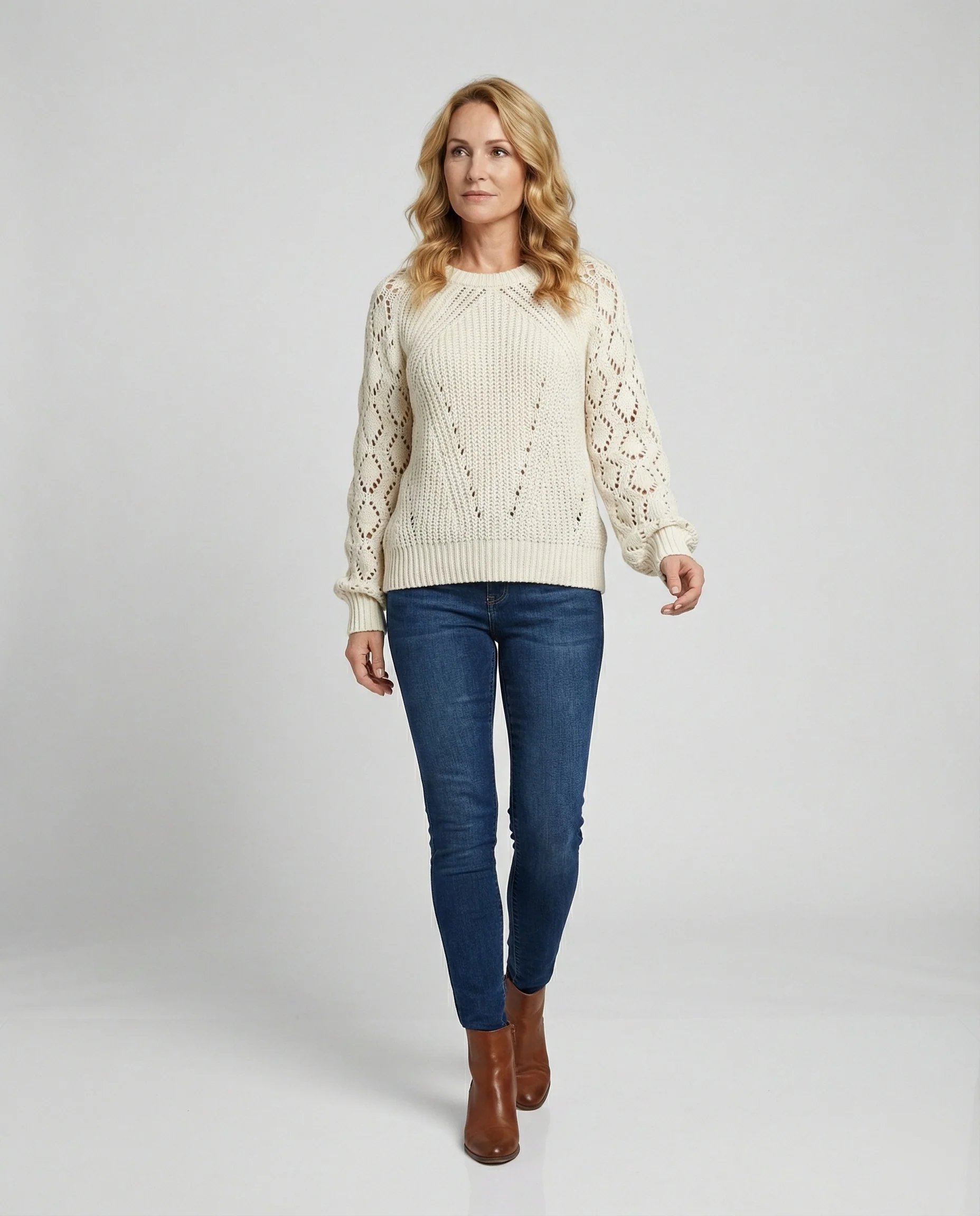 Damen Strickpullover V-Ausschnitt Weit - Image 2