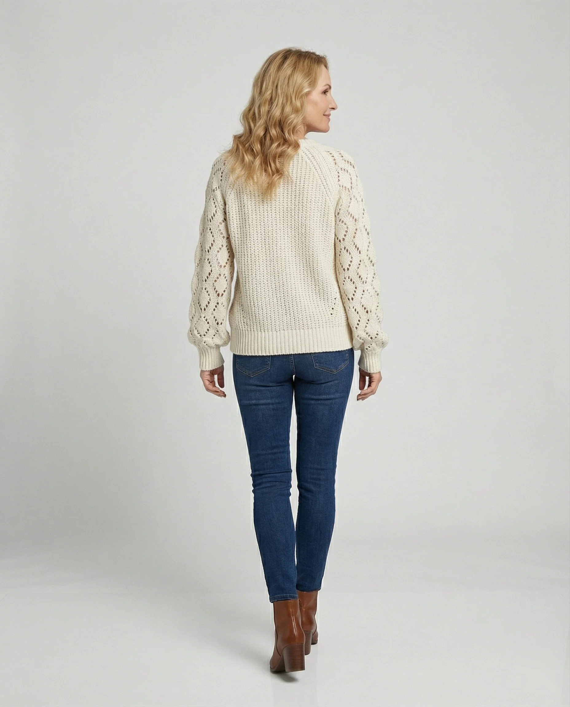Damen Strickpullover V-Ausschnitt Weit - Image 3