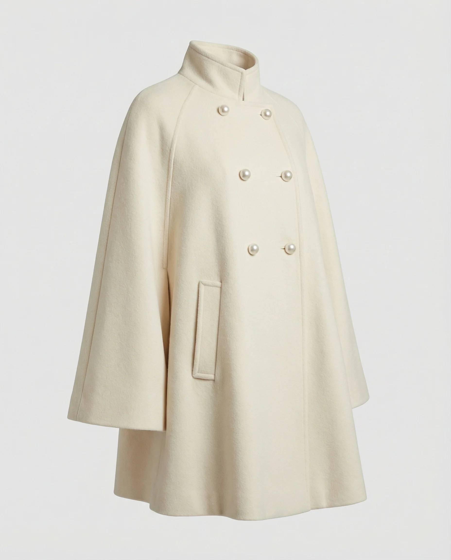 Weiter Wollmix-Cape mit Stehkragen und asymmetrischer Knopfleiste Heidi-Mode - Image 3