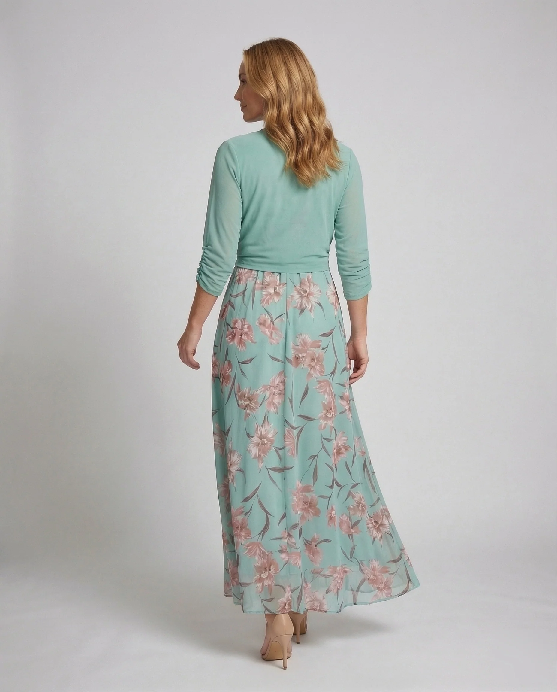 Damen Chiffon Maxikleid Blumen - Image 4