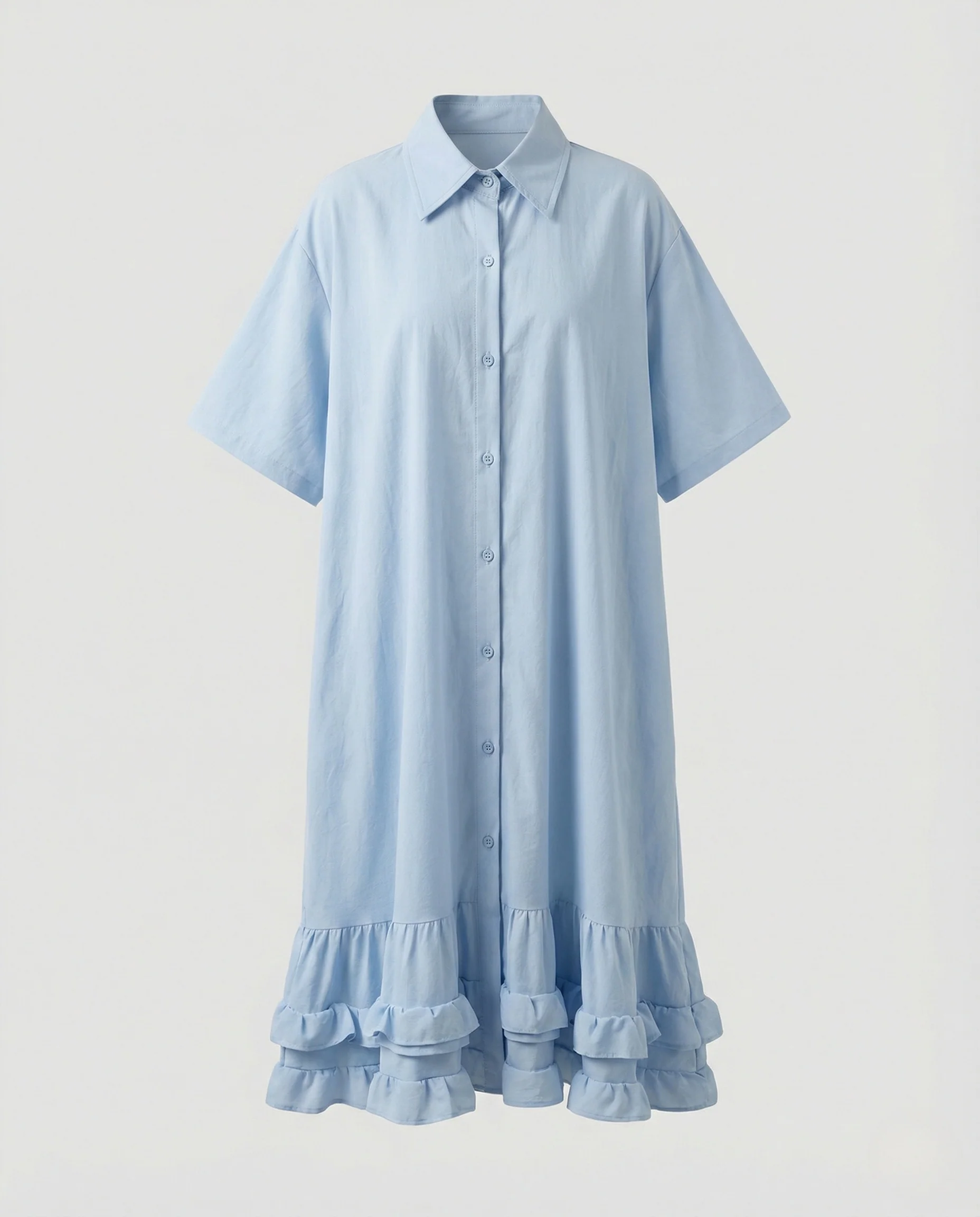 Damen Weites Hemdblusenkleid mit Volantsaum - Image 5