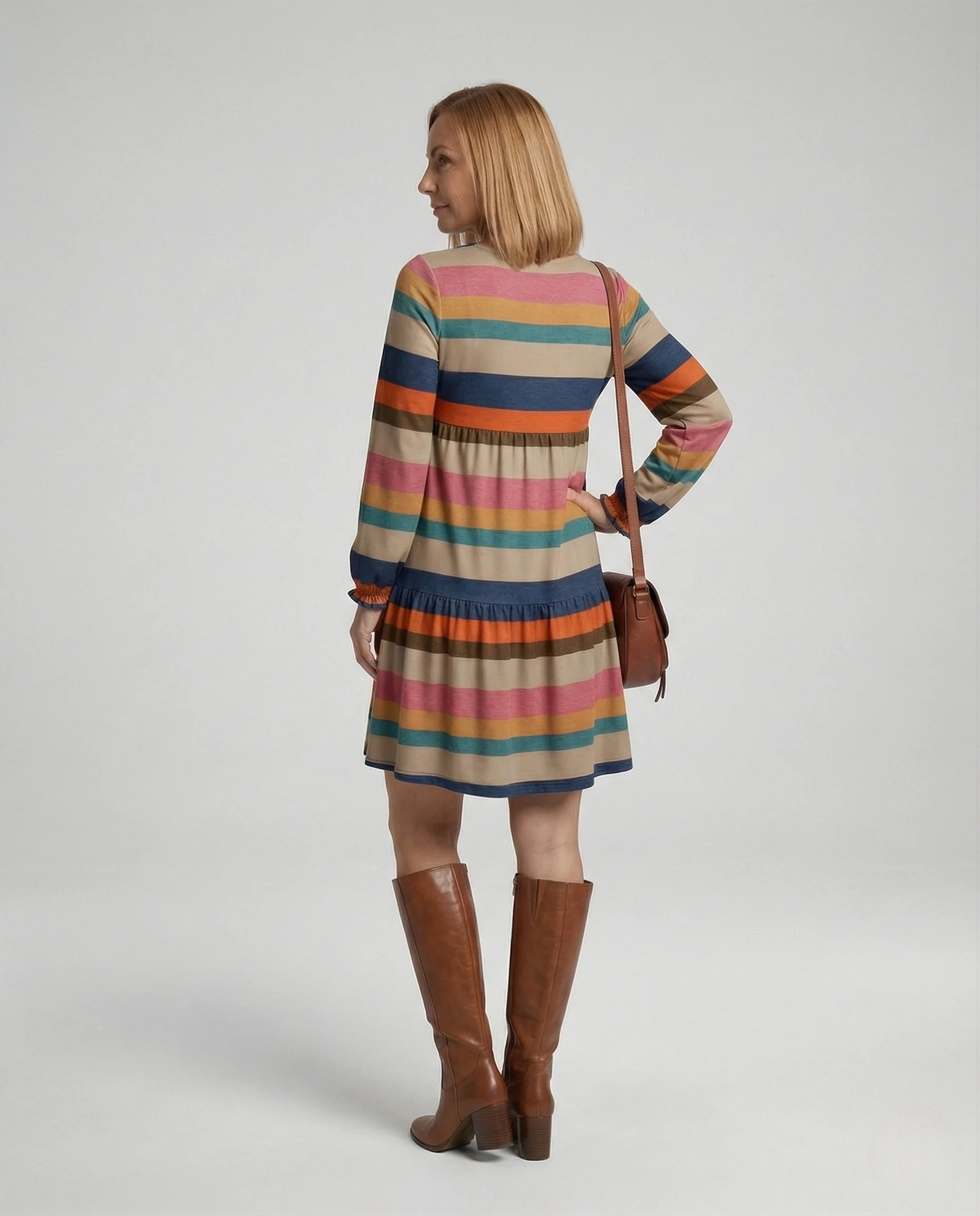 Weites Stufenkleid Mit Bordüre Damen - Image 4