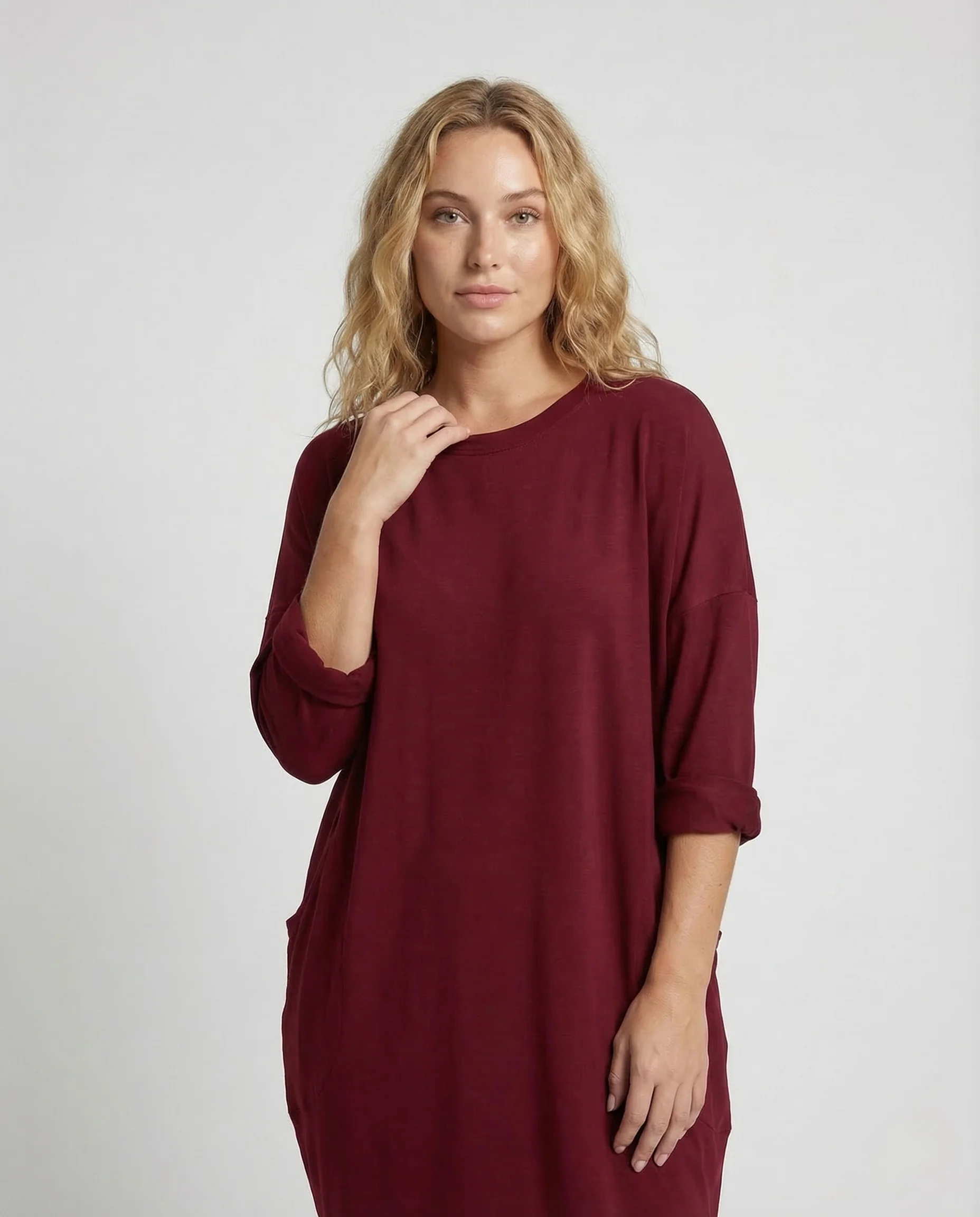 Damen Tunika Kleid Viskose Taschen - Image 2