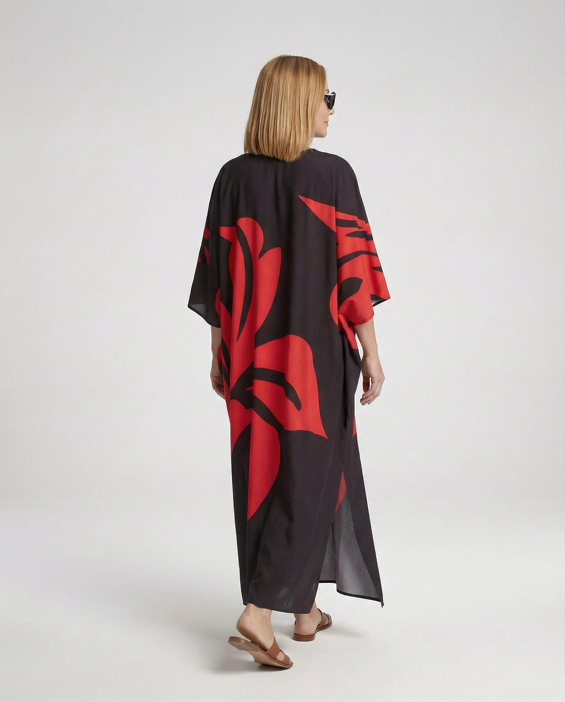 Damen Maxikleid Kaftan V-Ausschnitt - Image 4
