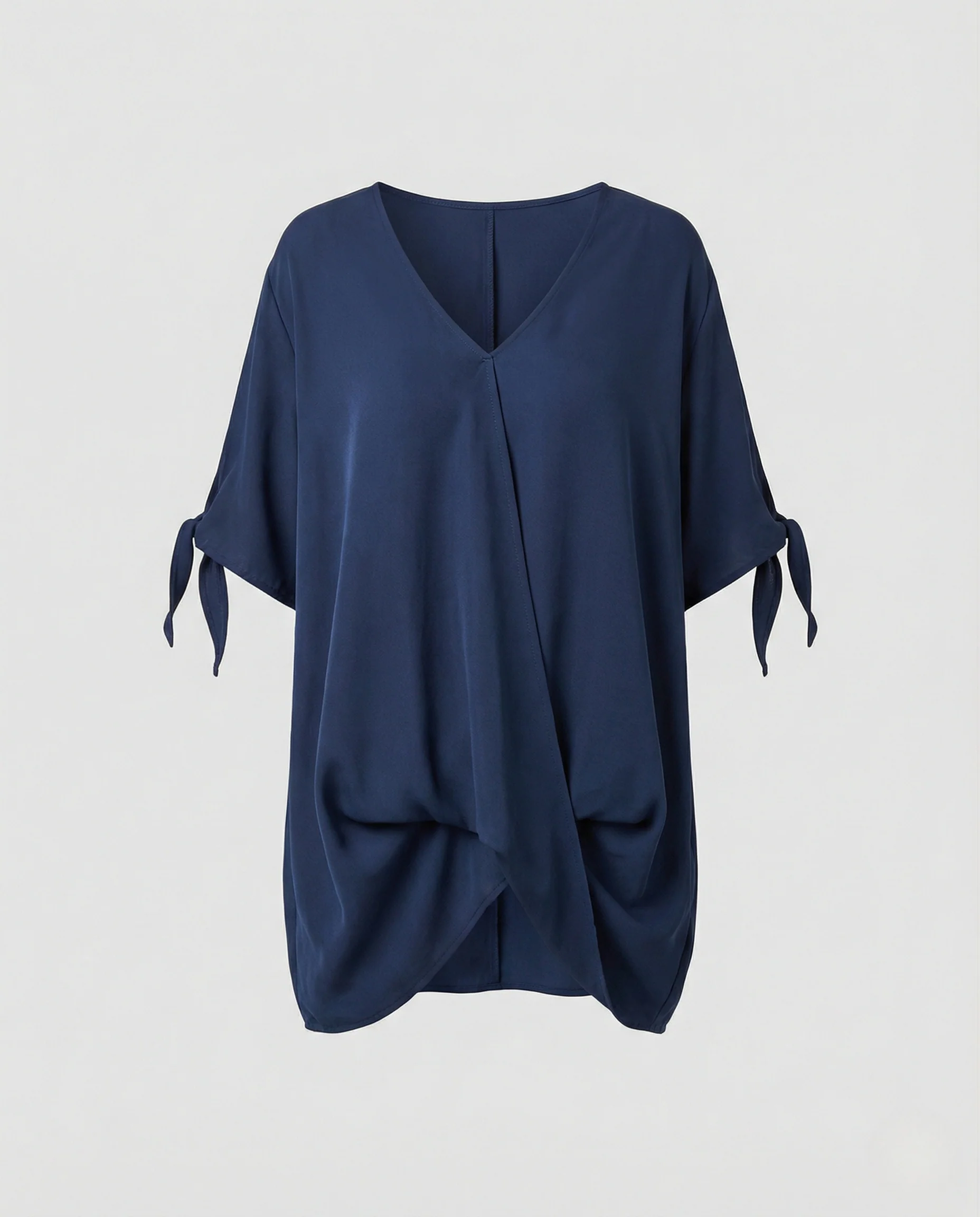 Damen V-Ausschnitt Bluse mit Bindärmeln - Image 5