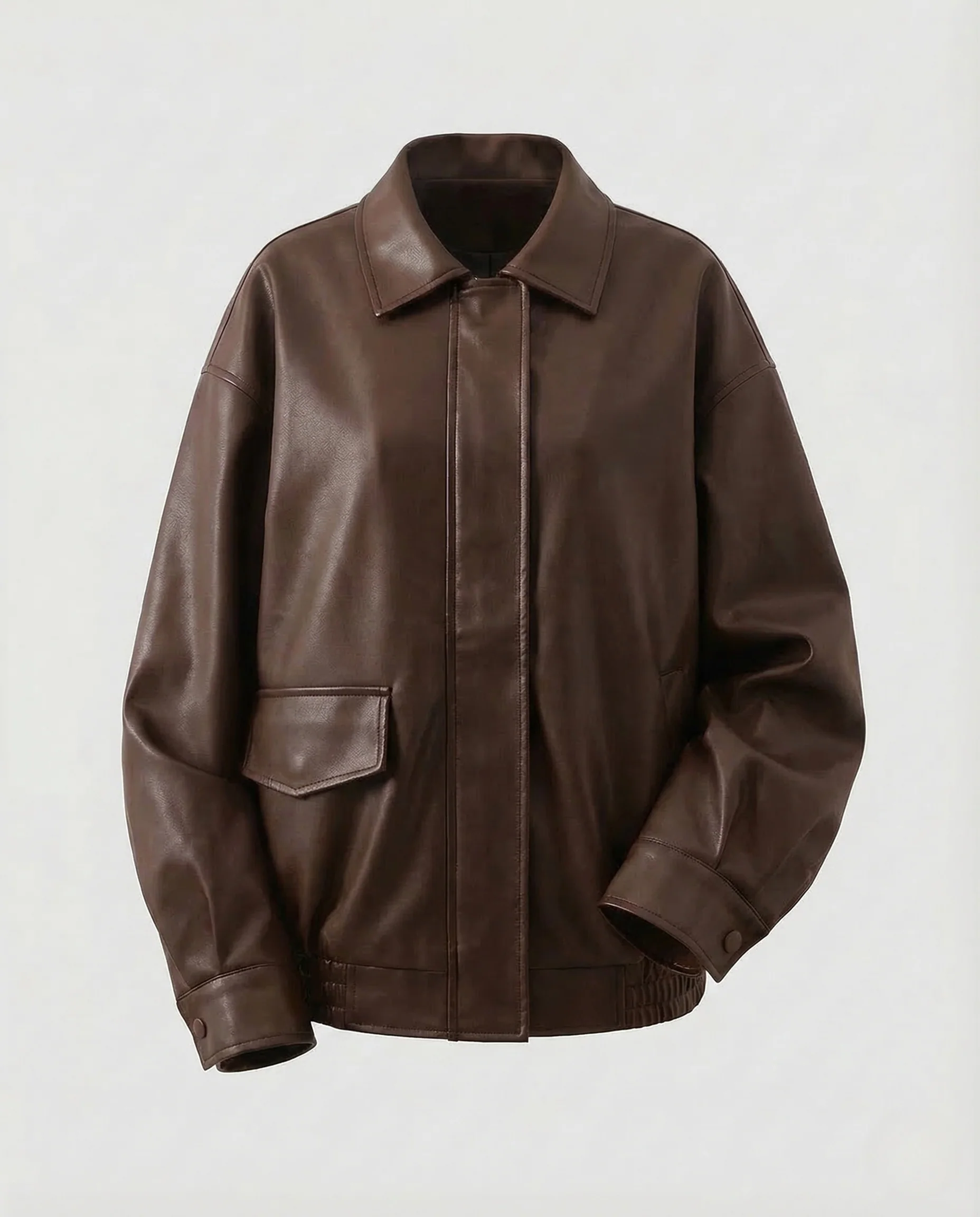 Damen Lederjacke Oversize Hemdkragen - Image 6