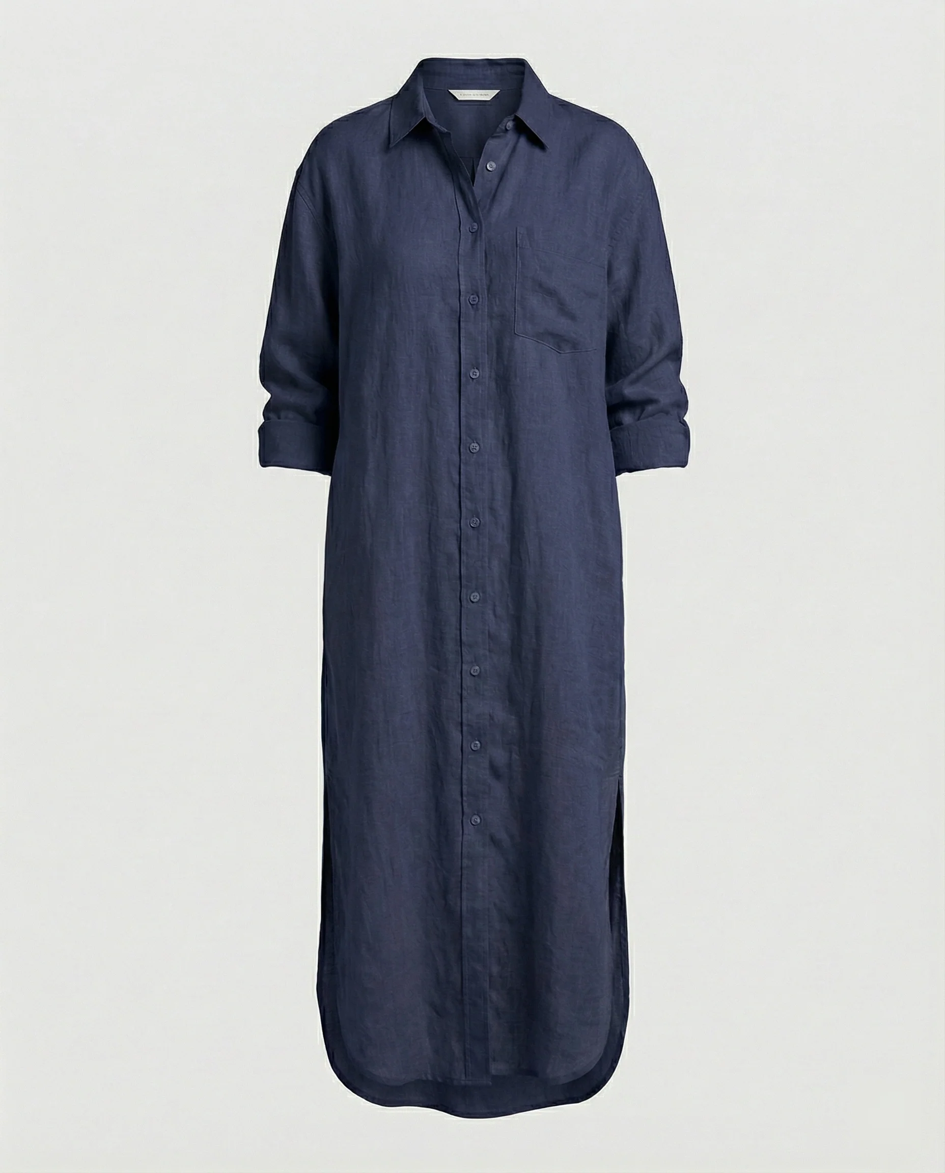 Damen Hemdblusenkleid Leinen Midi - Image 3