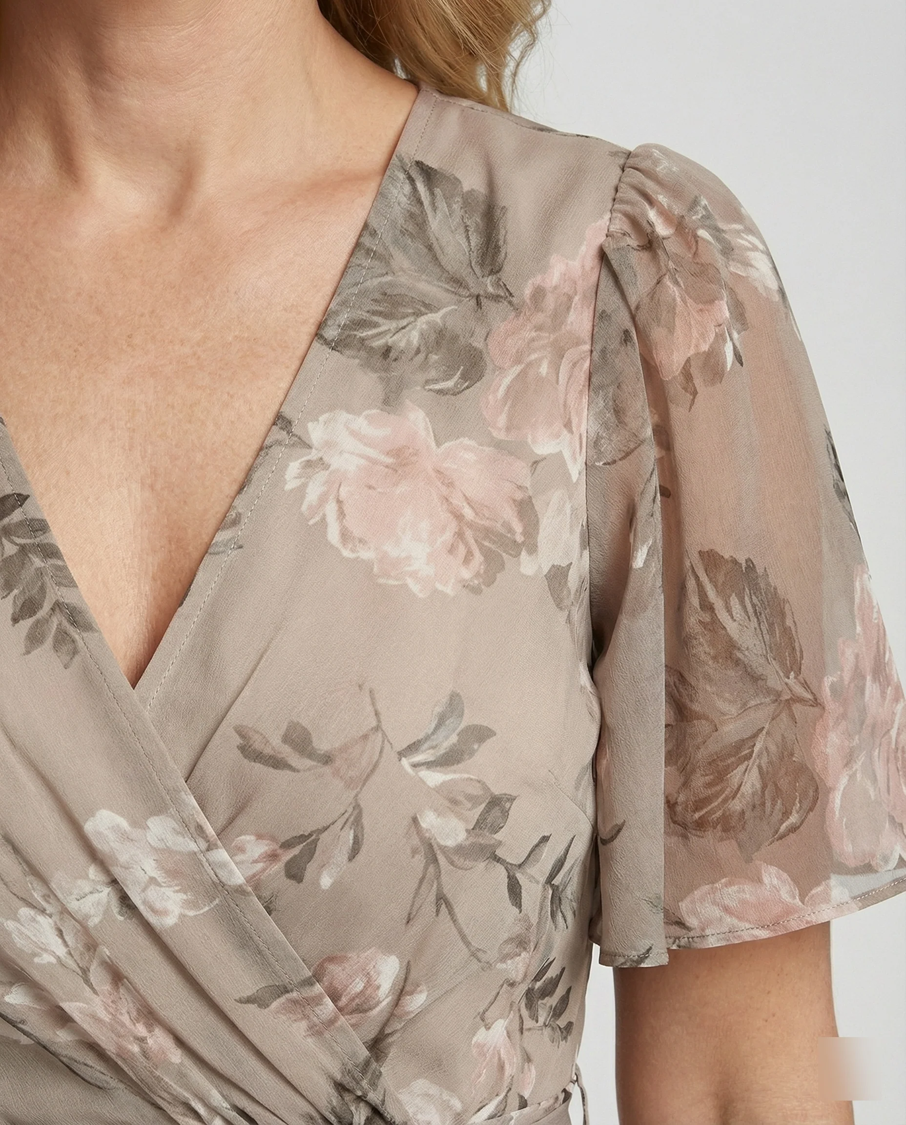 Damen Midikleid Wickelkleid Chiffon - Image 11